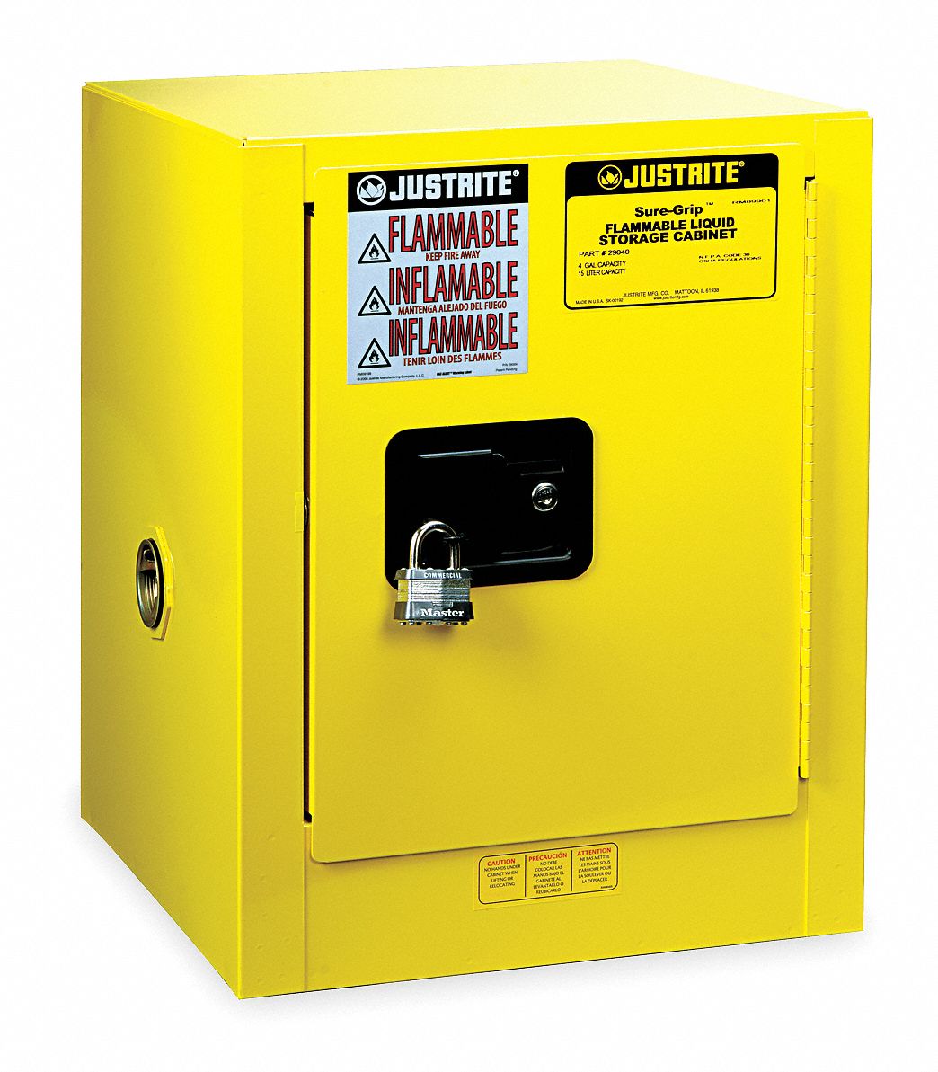 FLAMMABLES SAFETY CABINET, COUNTERTOP, 4 GALLON, 17 X 17 X 22 IN, YELLOW