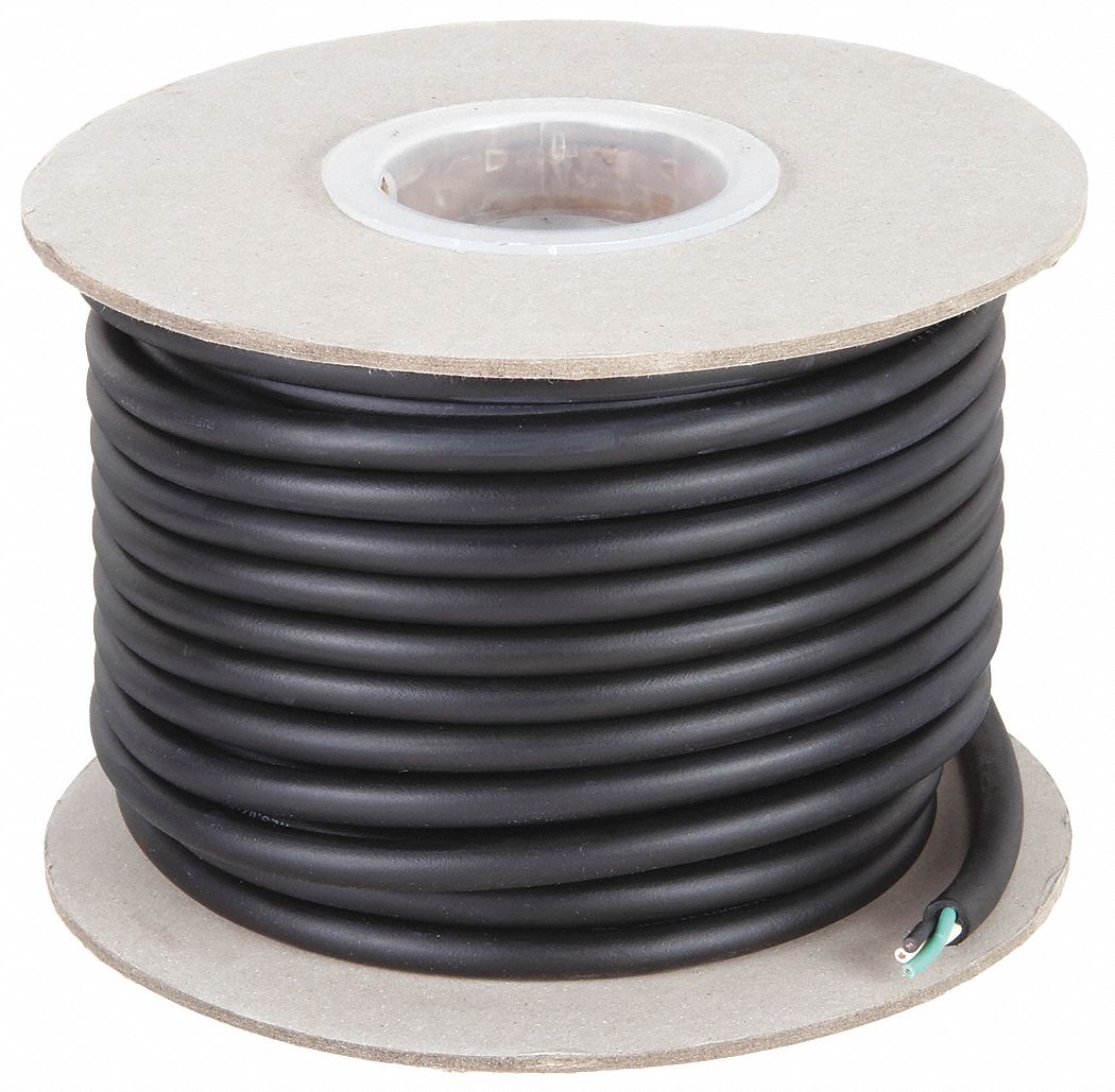 PORTABLE CORD, 3 CONDUCTORS, 16 AWG WIRE SIZE, CPE RUBBER, BLACK, 100 FT L, SOOW