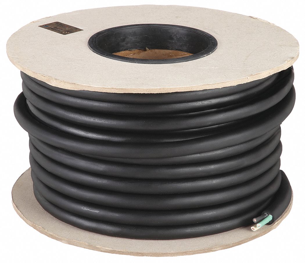 PORTABLE CORD, 3 CONDUCTORS, 12 AWG WIRE SIZE, CPE RUBBER, BLACK, 100 FT L, SOOW