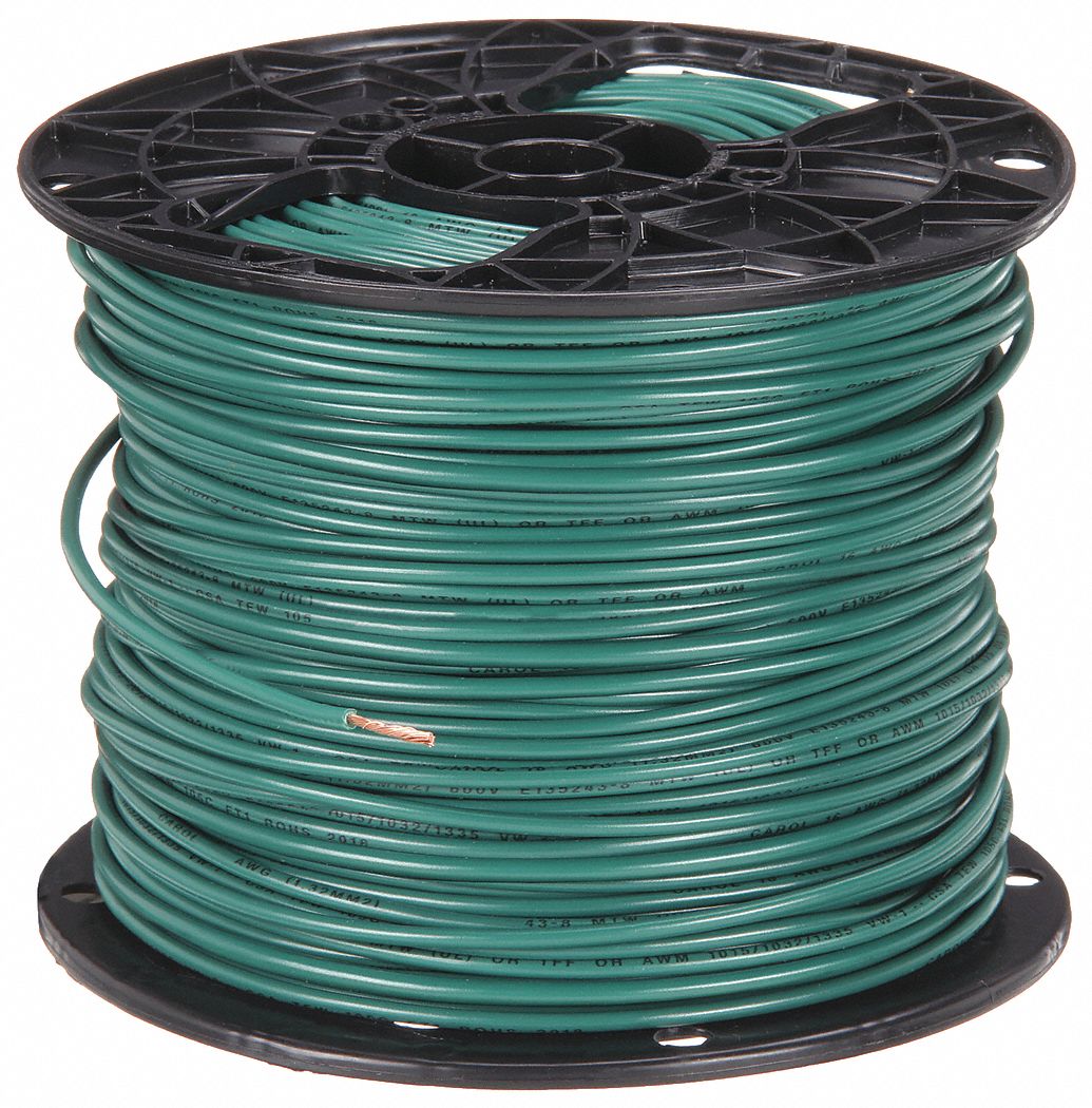 16 AWG MTW UL Panel Wire, Green w/ Yellow Stripe, 500ft /reel