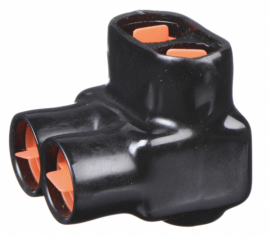 Multitap Connector: 2 Port, Single-Sided Entry, 10 AWG – 350 kcmil Wire Size, Black