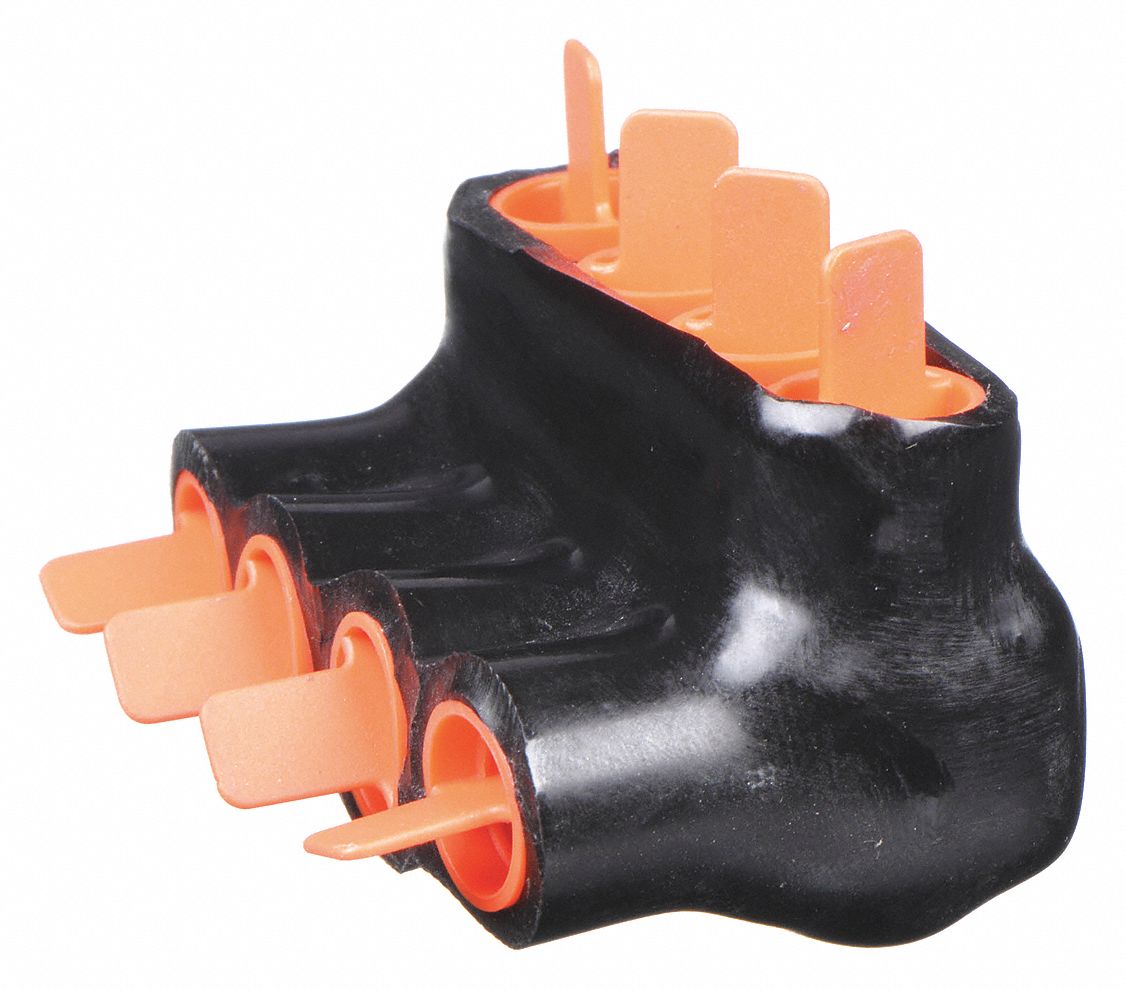 Multitap Connector: 4 Port, Single-Sided Entry, 14 AWG – 4 AWG Wire Size, Black