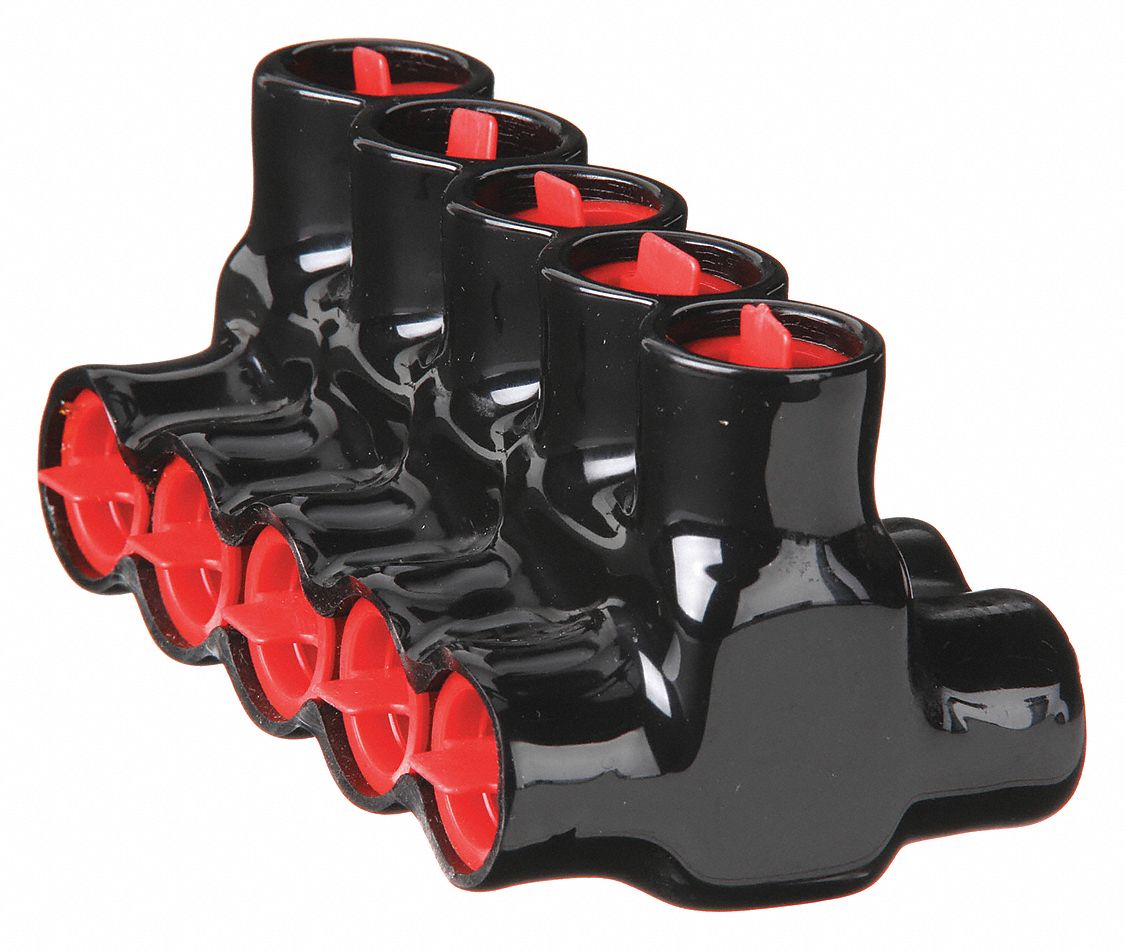 Multitap Connector: 5 Port, Double-Sided Entry, 10 AWG – 350 kcmil Wire Size, Black