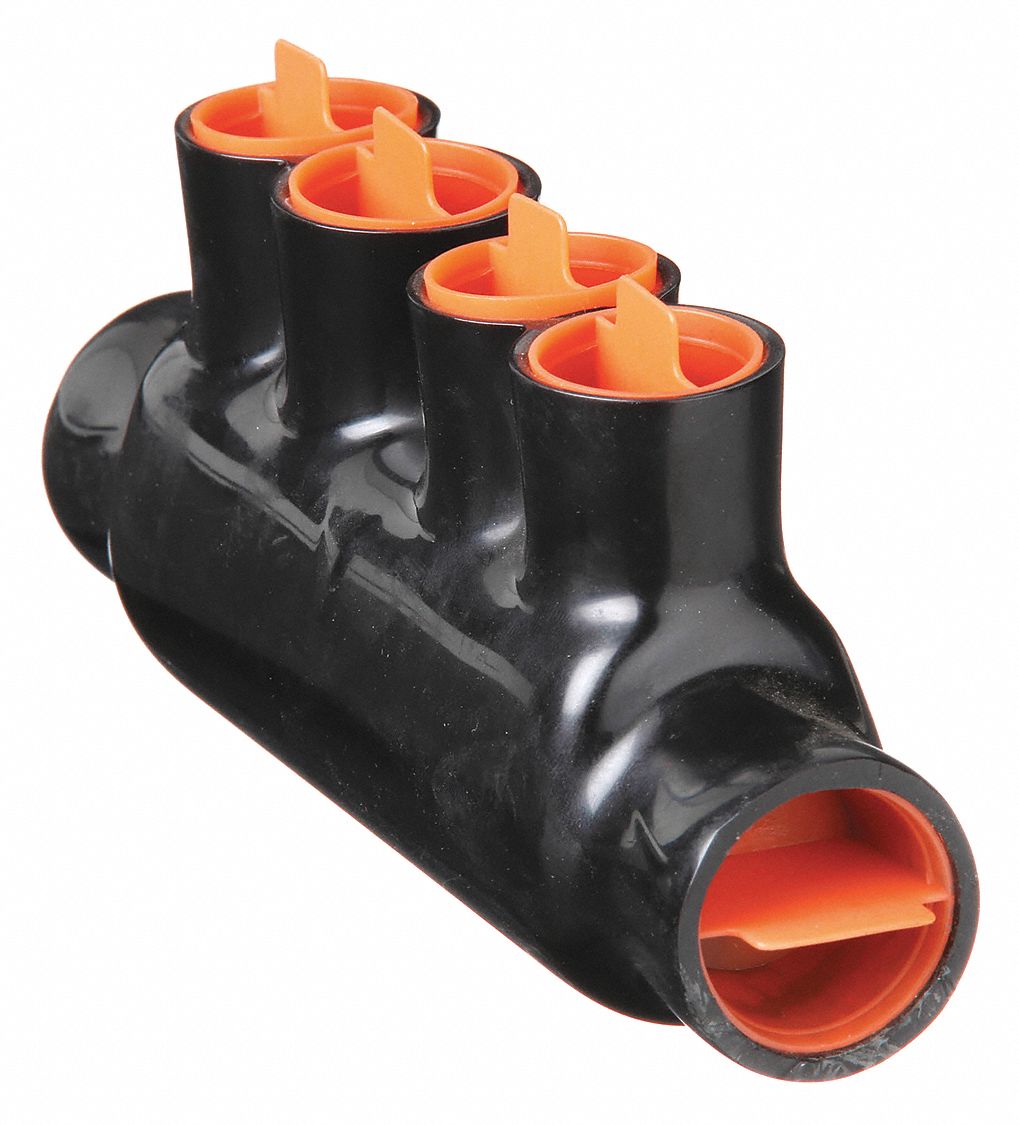 Multitap Connector: 4 Port, Double-Sided Entry, 4 AWG – 500 kcmil Wire Size, Black