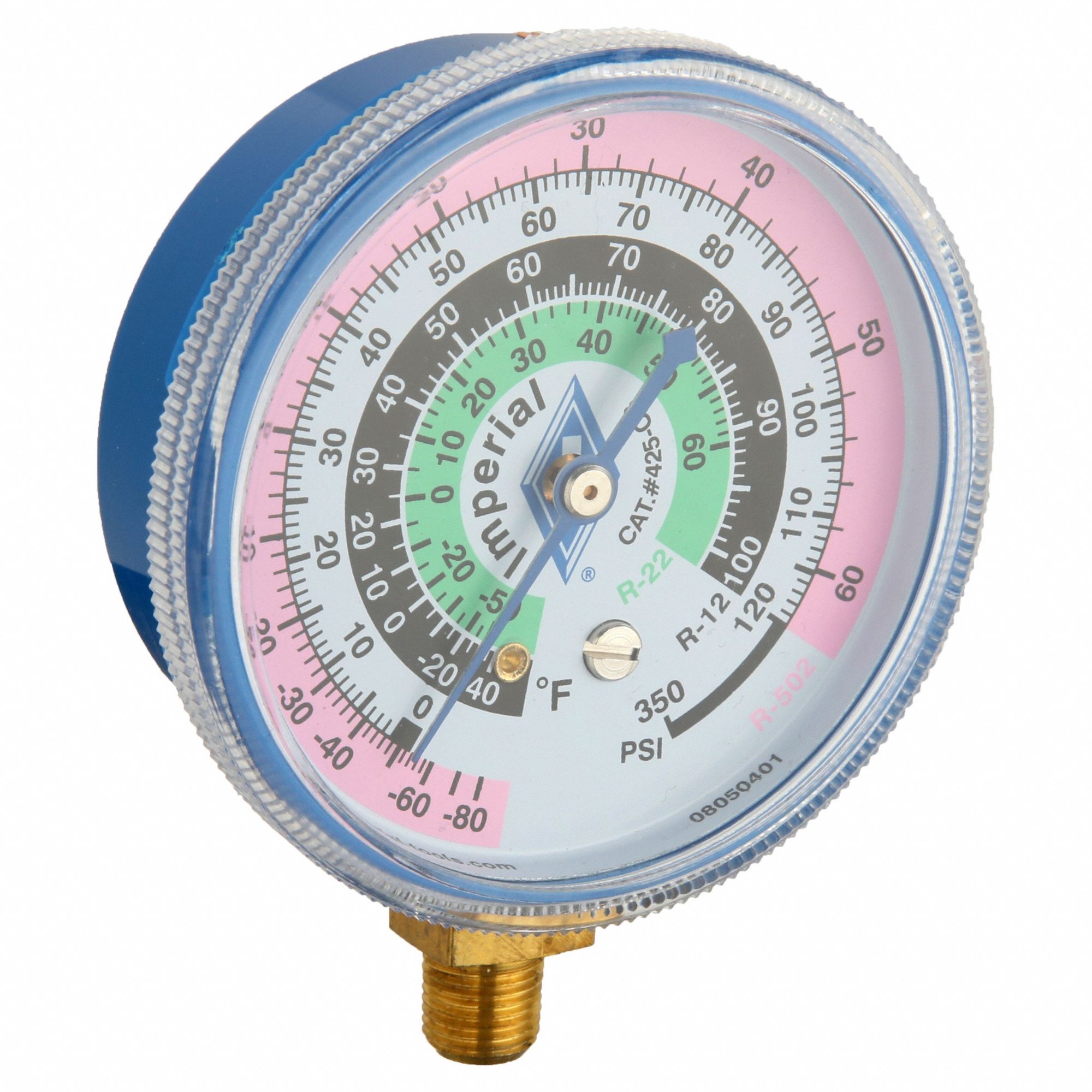 LOW SIDE GAUGE, LOW SIDE GAUGE, 14.7 TO 350 PSI, NON-LIQUID FILLED, 2½ IN DIAMETER, BLUE