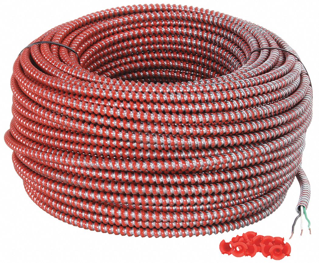 Metal Clad Armored Cable: MC-FPLP, 14 AWG, 2 Conductors, Solid, 250 ft, 300 V Volt