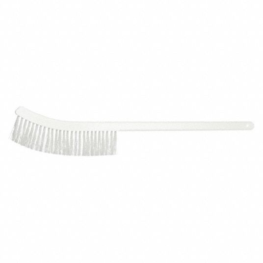 TOUGH GUY Scratch Brush: Curved Handle, Brass, Wood, 5 3/4 in Brush Lg, 7  1/2 in Handle Lg