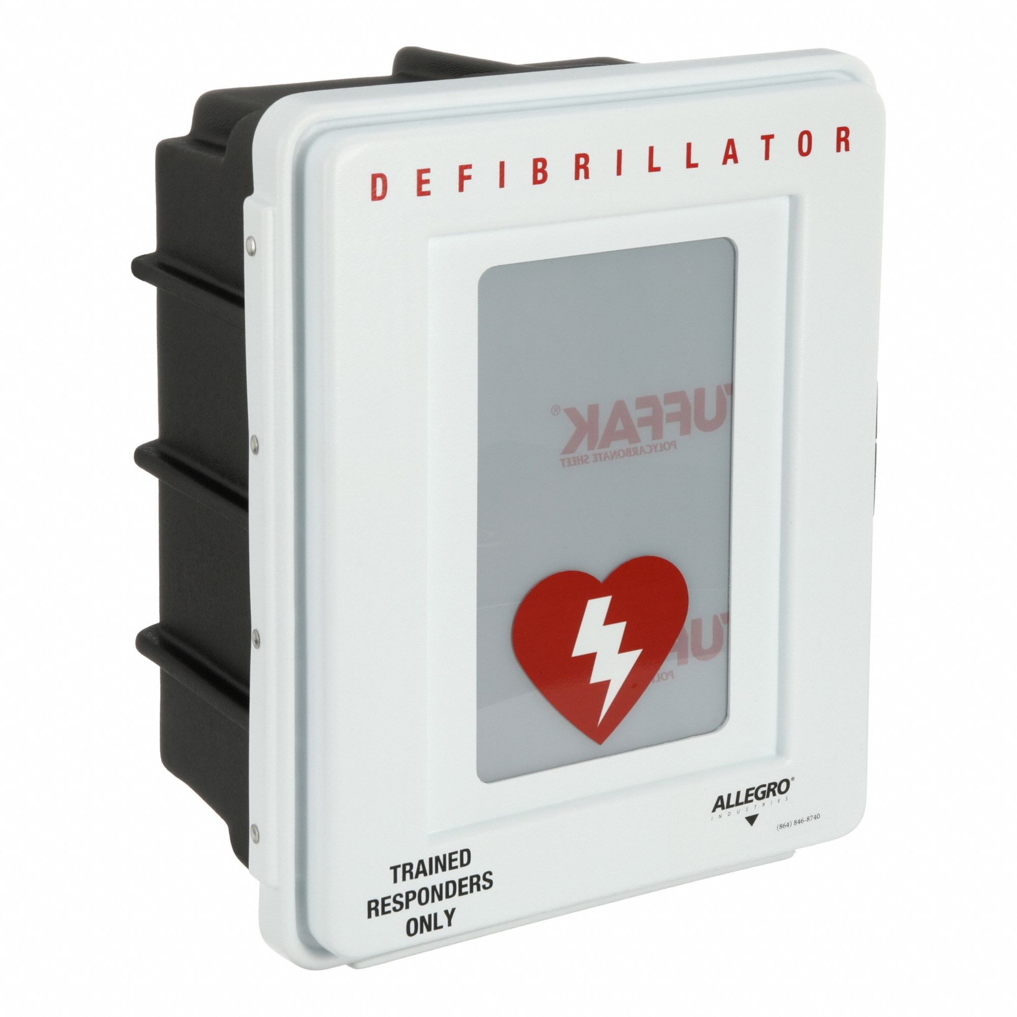 Defibrillator Wall Case: Defibrillator Wall Case, Alarm Not Included, Plastic, White, 4400-D