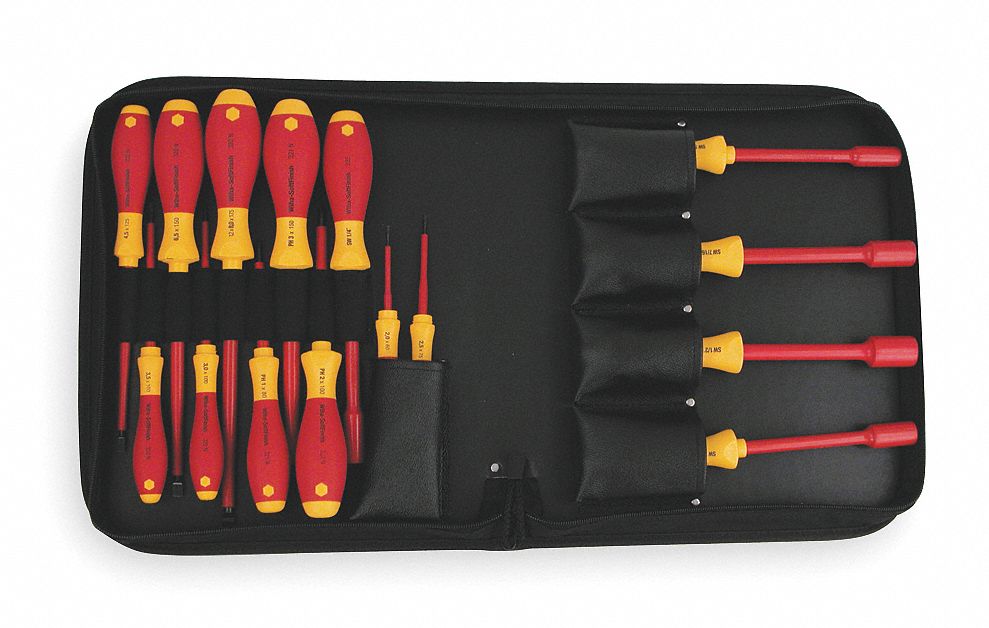 INSULATED TOOL KIT, INSULATED, 15 TOTAL PIECES, DRIVERS AND BITS, TOOL CASE