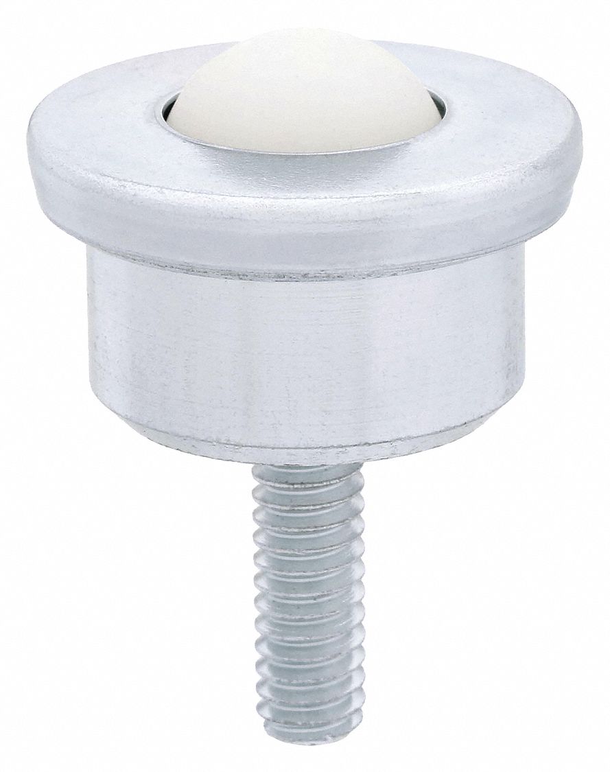 Ball Transfer: 5/8 in Ball Dia - Ball Transfer, 17 lb Ball Load Capacity, 1/8 in Projection, Nylon