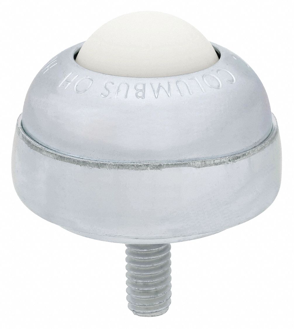 Ball Transfer: 1 in Ball Dia - Ball Transfer, 35 lb Ball Load Capacity, 1 3/8 in Projection, Nylon