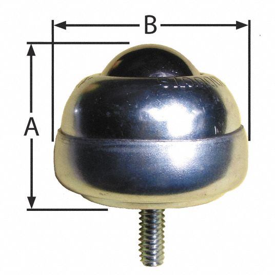 ASHLAND CONVEYOR Ball Transfer, Threaded Stud Ball Transfer Mount Type