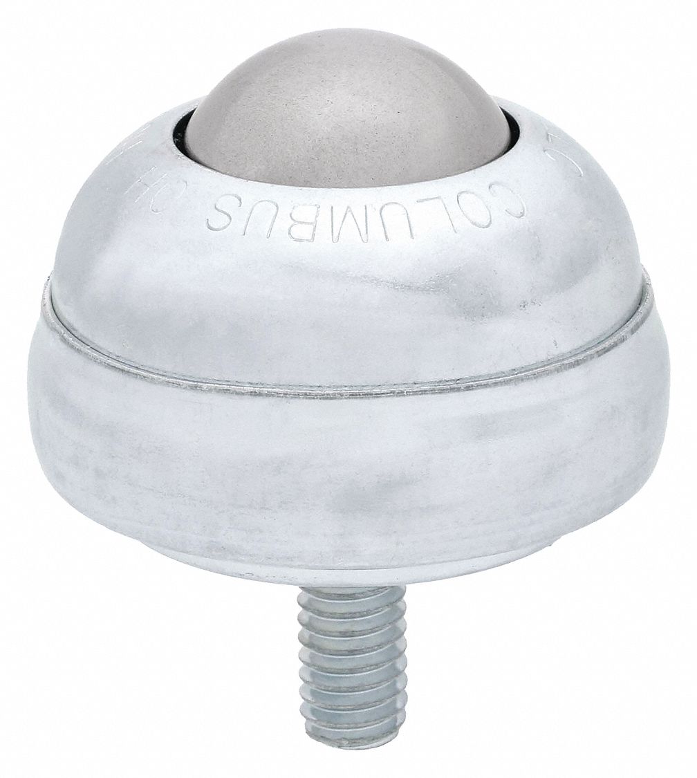 Ball Transfer: 1 in Ball Dia - Ball Transfer, 75 lb Ball Load Capacity, 1 3/8 in Projection