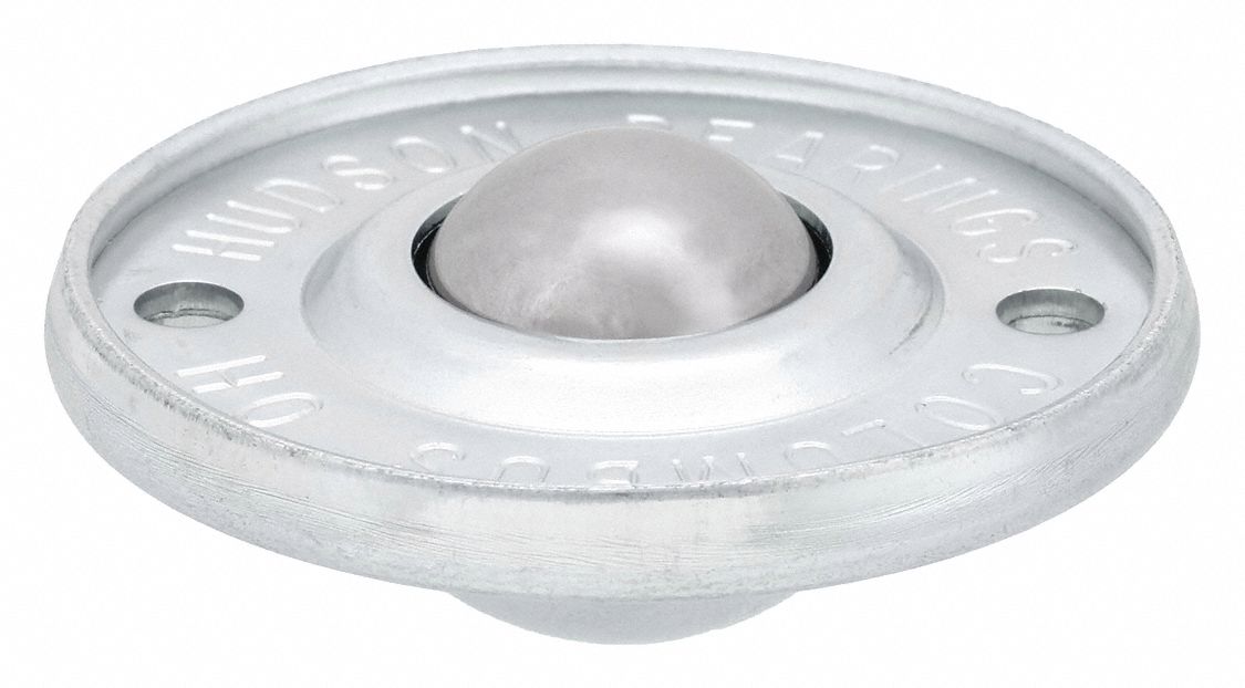 Ball Transfer: 5/8 in Ball Dia - Ball Transfer, 20 lb Ball Load Capacity, 3/8 in Projection