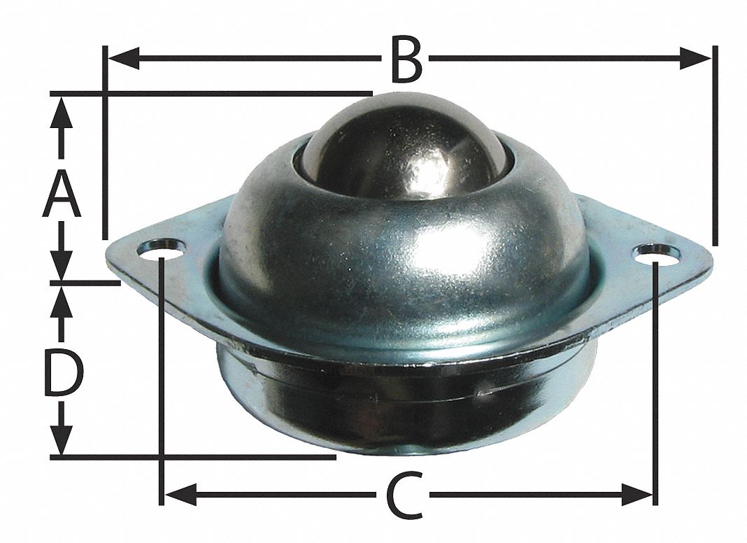 Carbon Steel Zinc Plated Uxcell a12021100ux0109 Conveyor 2 Holes Flange Mount 22mm Dia Ball Transfer Unit Bearing