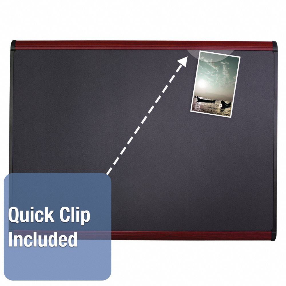QUARTET Bulletin Board 24 in Ht, 36 in Wd, Gray, Mahogany,