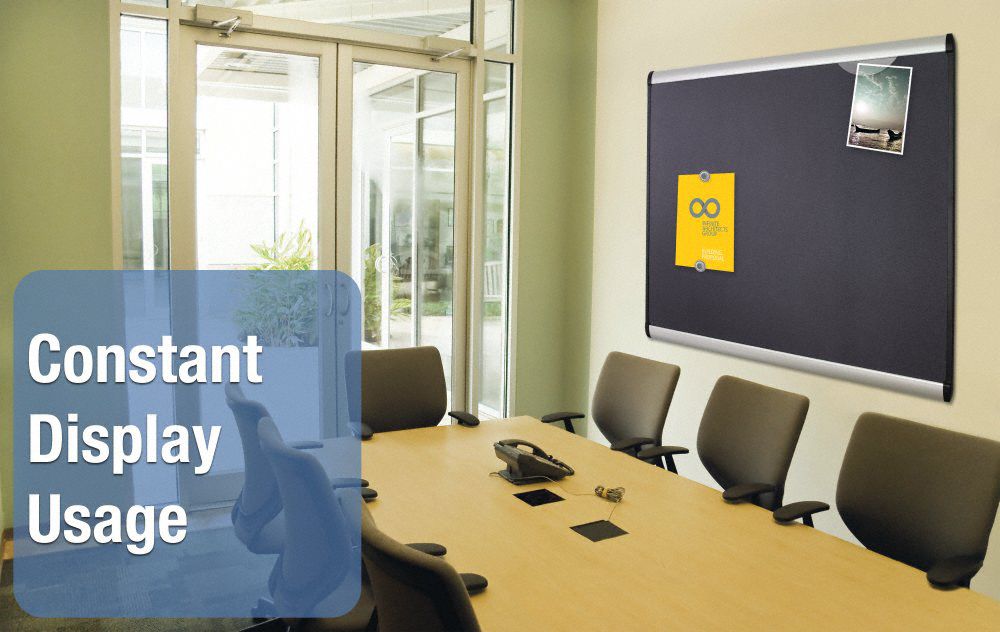 QUARTET Bulletin Board 24 in Ht, 36 in Wd, Gray, Silver, (2) Quick