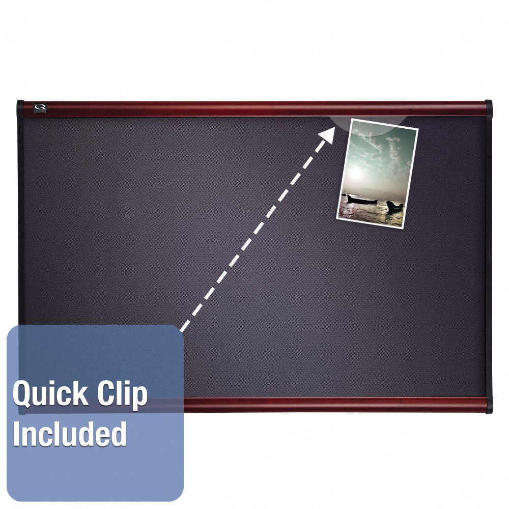 QUARTET Bulletin Board 36 in Ht, 48 in Wd, Gray, Mahogany, Mounting