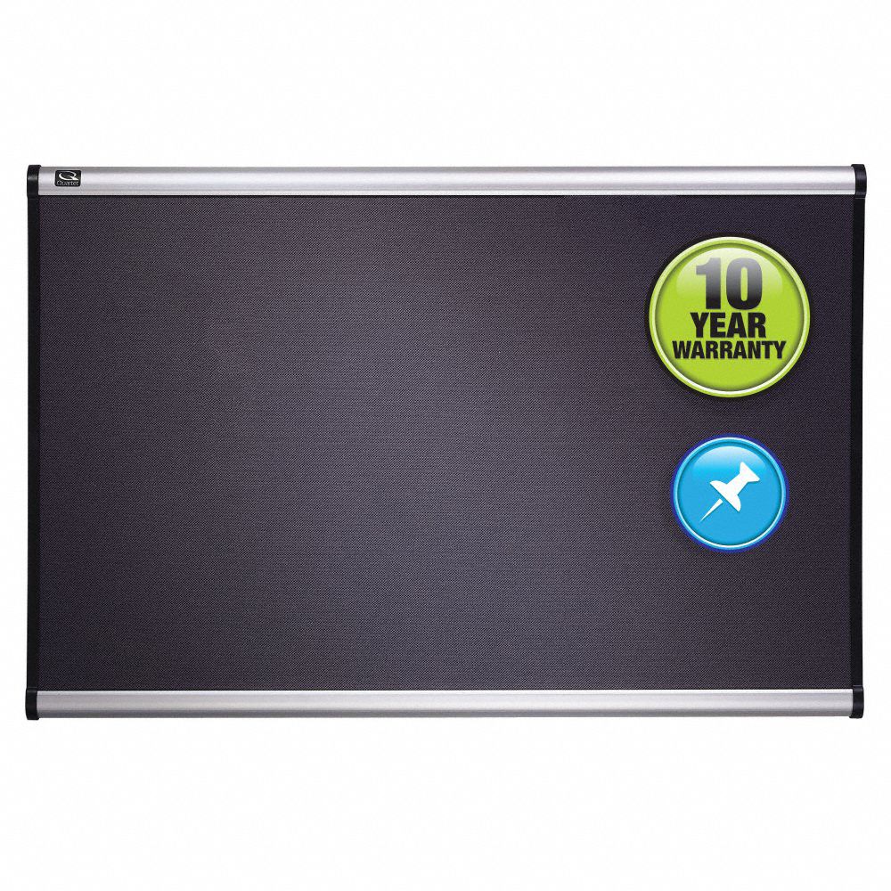 QUARTET PushPin Bulletin Board, Fabric, 48 inH x 72 inW, Gray 1YXG8