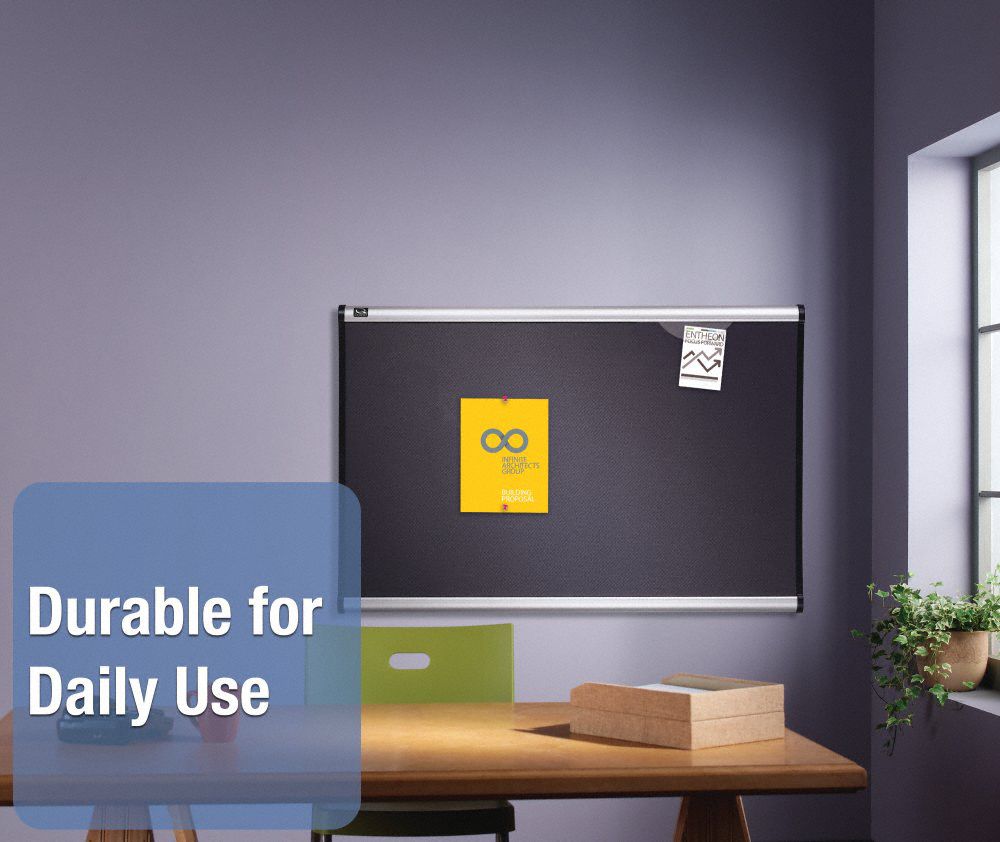 QUARTET Bulletin Board 36 in Ht, 48 in Wd, Gray, Silver, (2) Quick