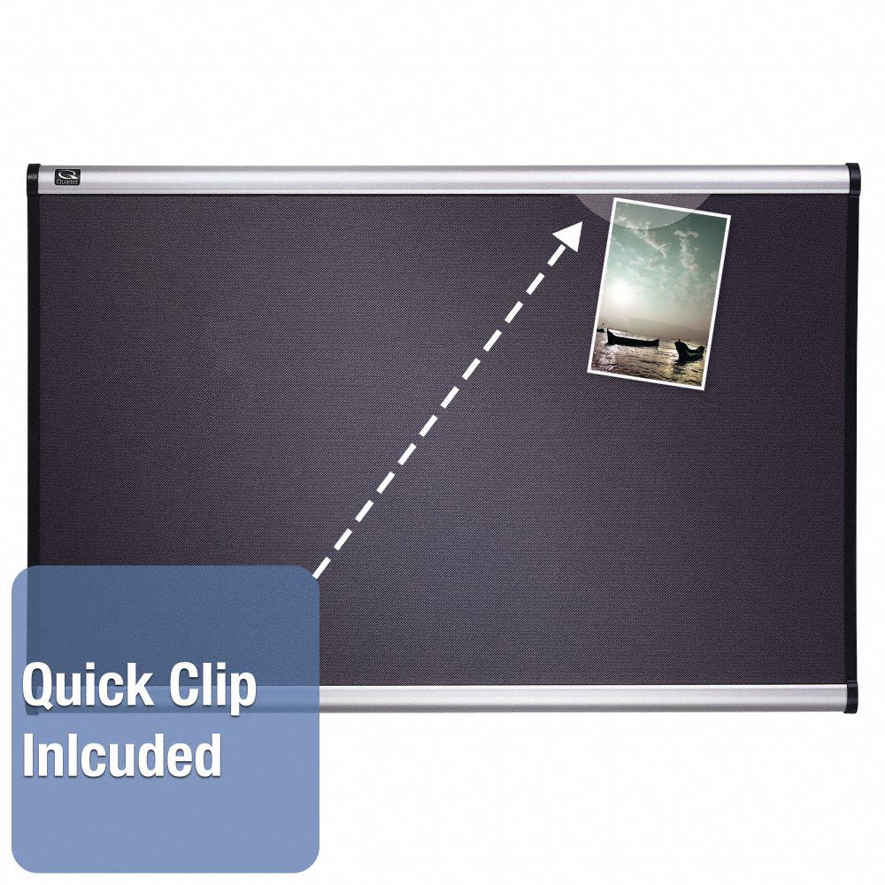 QUARTET Bulletin Board 24 in Ht, 36 in Wd, Gray, Silver, Mounting