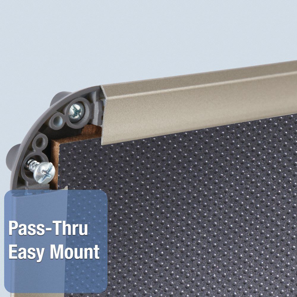 QUARTET Bulletin Board 36 in Ht, 48 in Wd, Black, Titanium, (2) Quick