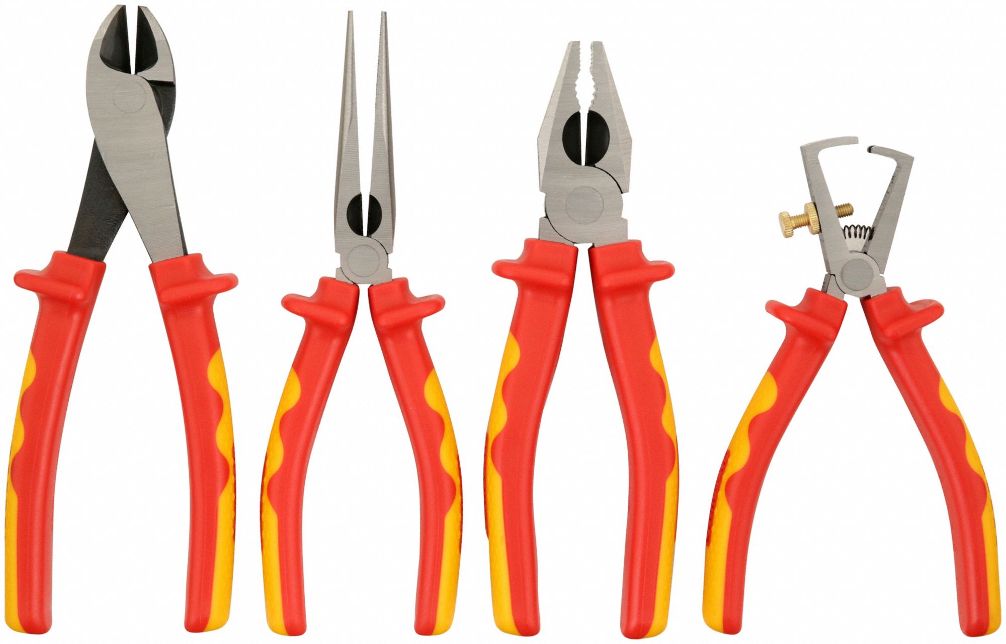 WESTWARD Insulated Plier Set Insulated, 4 Pliers, Std Cushion Grip