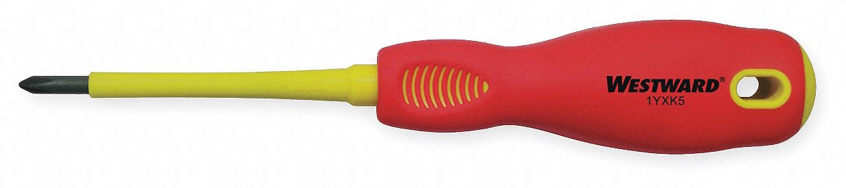 INSULATED PHILLIPS SCREWDRIVER, #1 TIP SIZE, 7 1/2 IN OVERALL L, 3 3/16 IN SHANK L
