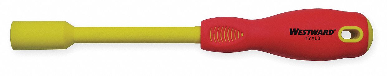 SOLID ROUND SHANK NUT DRIVER, 3/8 IN TIP SIZE, 9 1/2 IN OVERALL L, 1 IN BOLT CLEARANCE