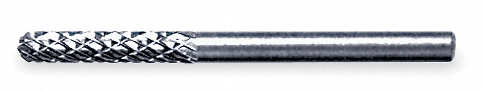 Carbide Bur: Ball-Nosed Cylinder, SC-1, Double Cut, 1/4" x 5/8" Head, 1/4" Shank