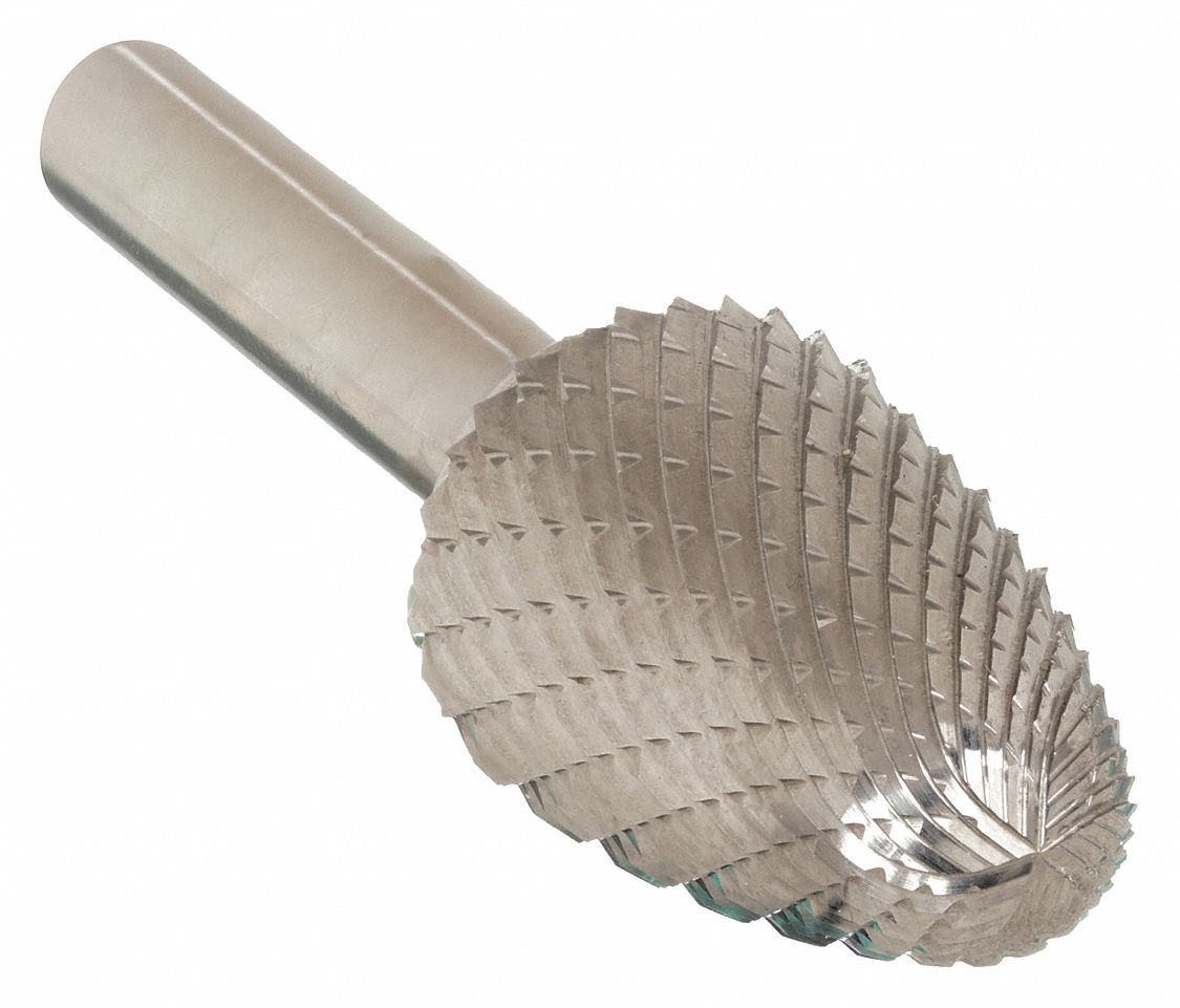 Carbide Bur: Ball-Nosed Tree, SF-6, Double Cut, 5/8" x 1" Head, 1/4" Shank