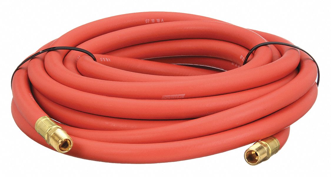 Rubber Air Hose, 3/8 inch x custom length, 1/4 in. MNPT Fittings