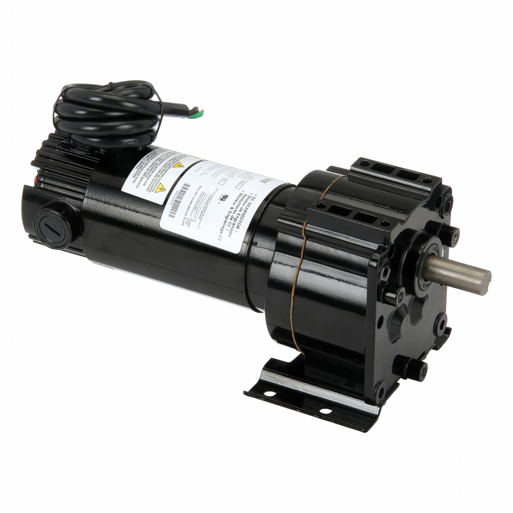 DC Gearmotor: Parallel, 12V DC, TENV, 170 RPM, 57 in-lb Max Torque, 4/25 hp Input Horsepower