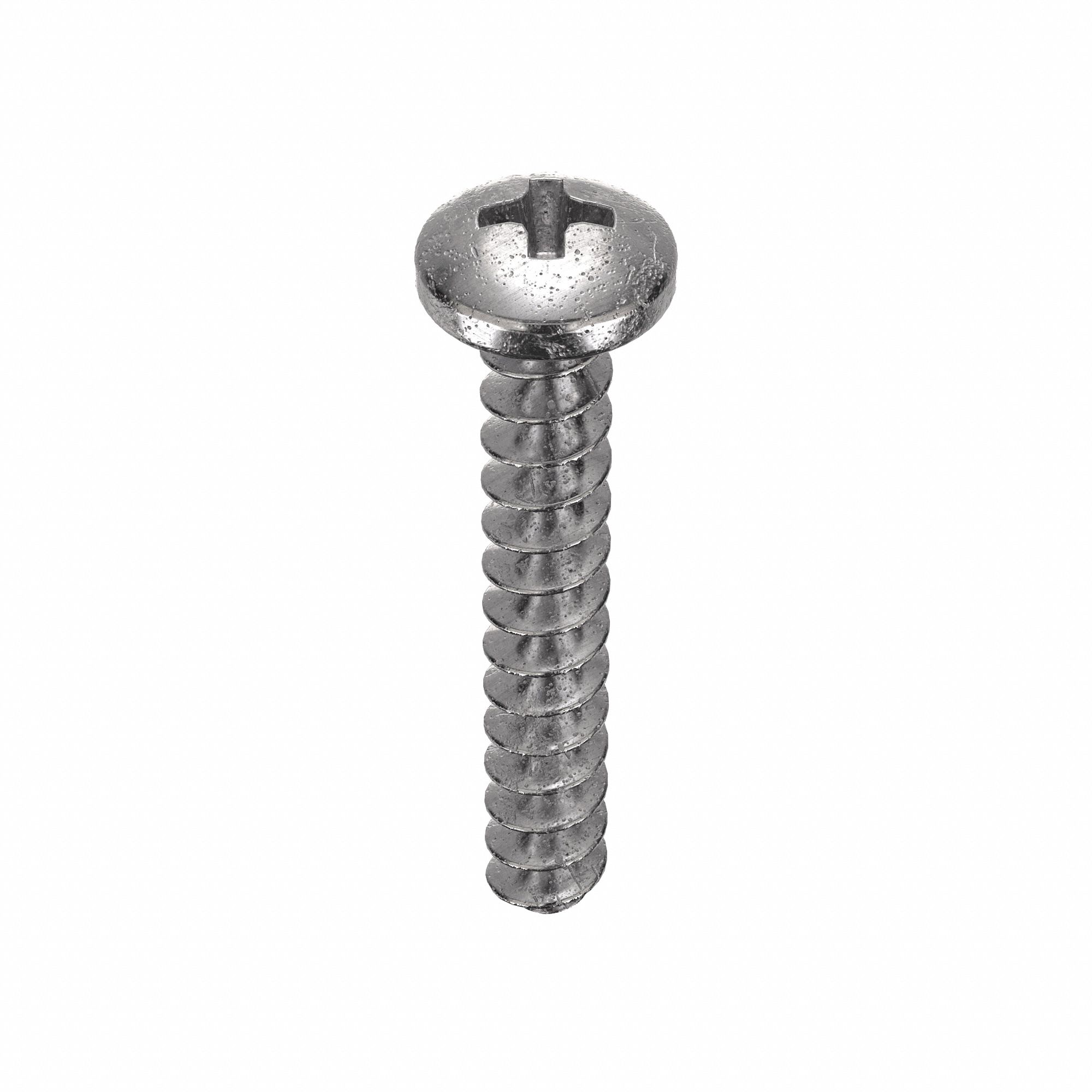 Machine Screw: #1-72 Thread Size, 3/8 in Lg, Stainless Steel, Plain, Pan, Phillips, 100 PK