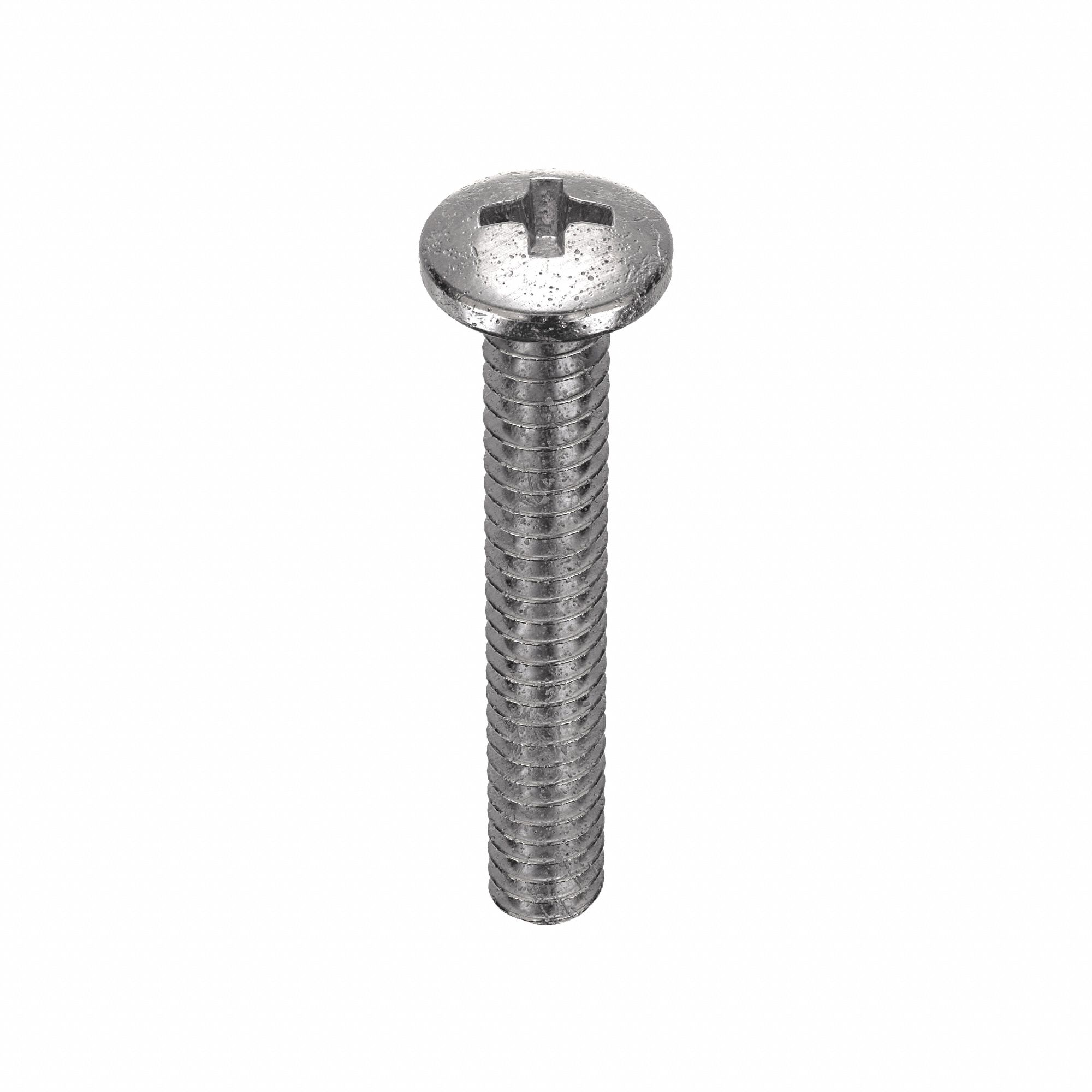 Machine Screw: #4-40 Thread Size, 3/4 in Lg, 18-8, Stainless Steel, Plain, Pan, Phillips, 100 PK
