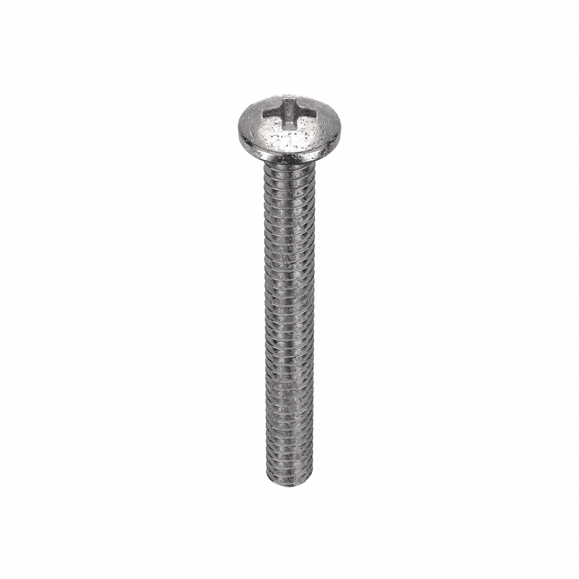 Machine Screw: #4-40 Thread Size, 1 in Lg, 18-8, Stainless Steel, Plain, Pan, Phillips, 100 PK