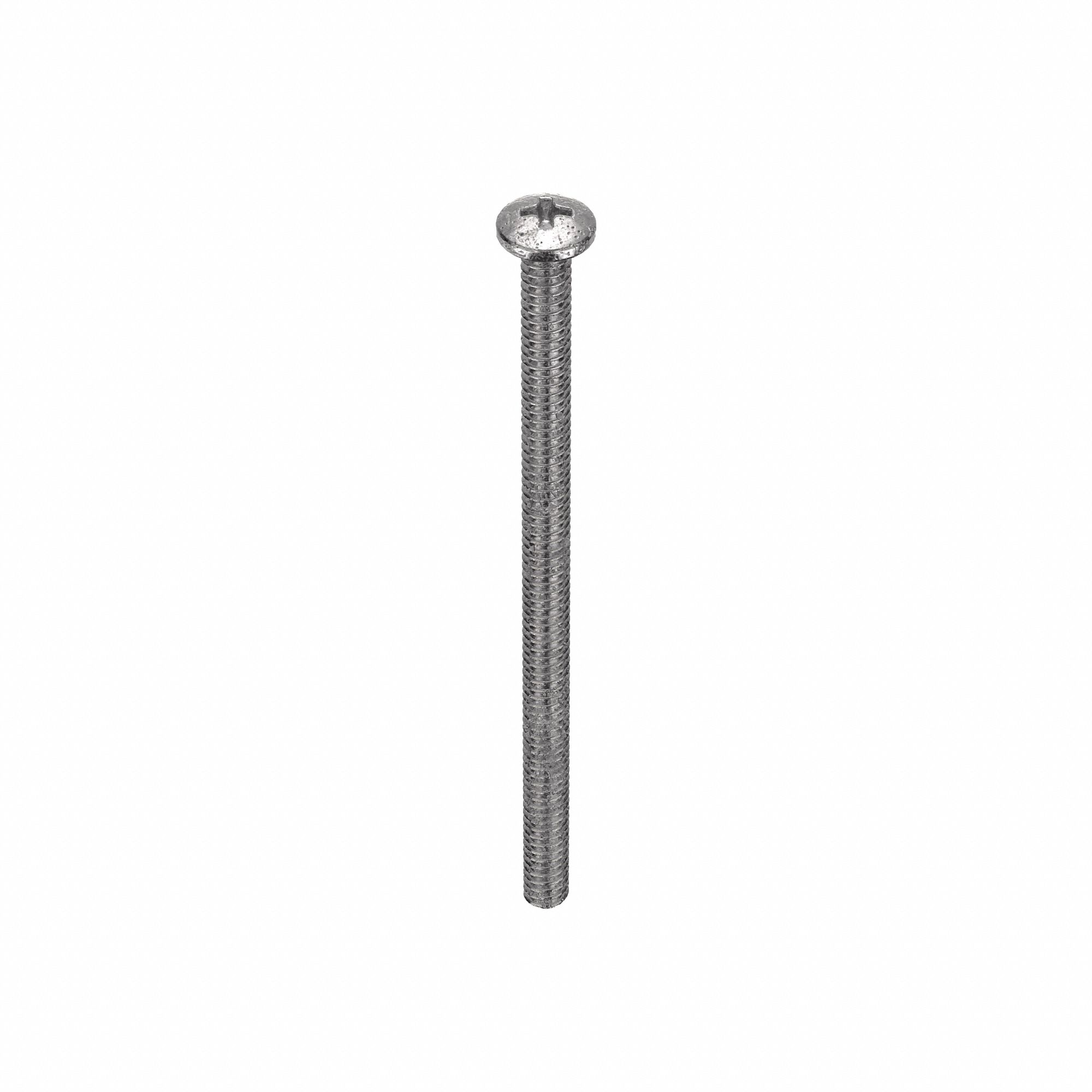Machine Screw: #4-40 Thread Size, 2 in Lg, 18-8, Stainless Steel, Plain, Pan, Phillips, 100 PK