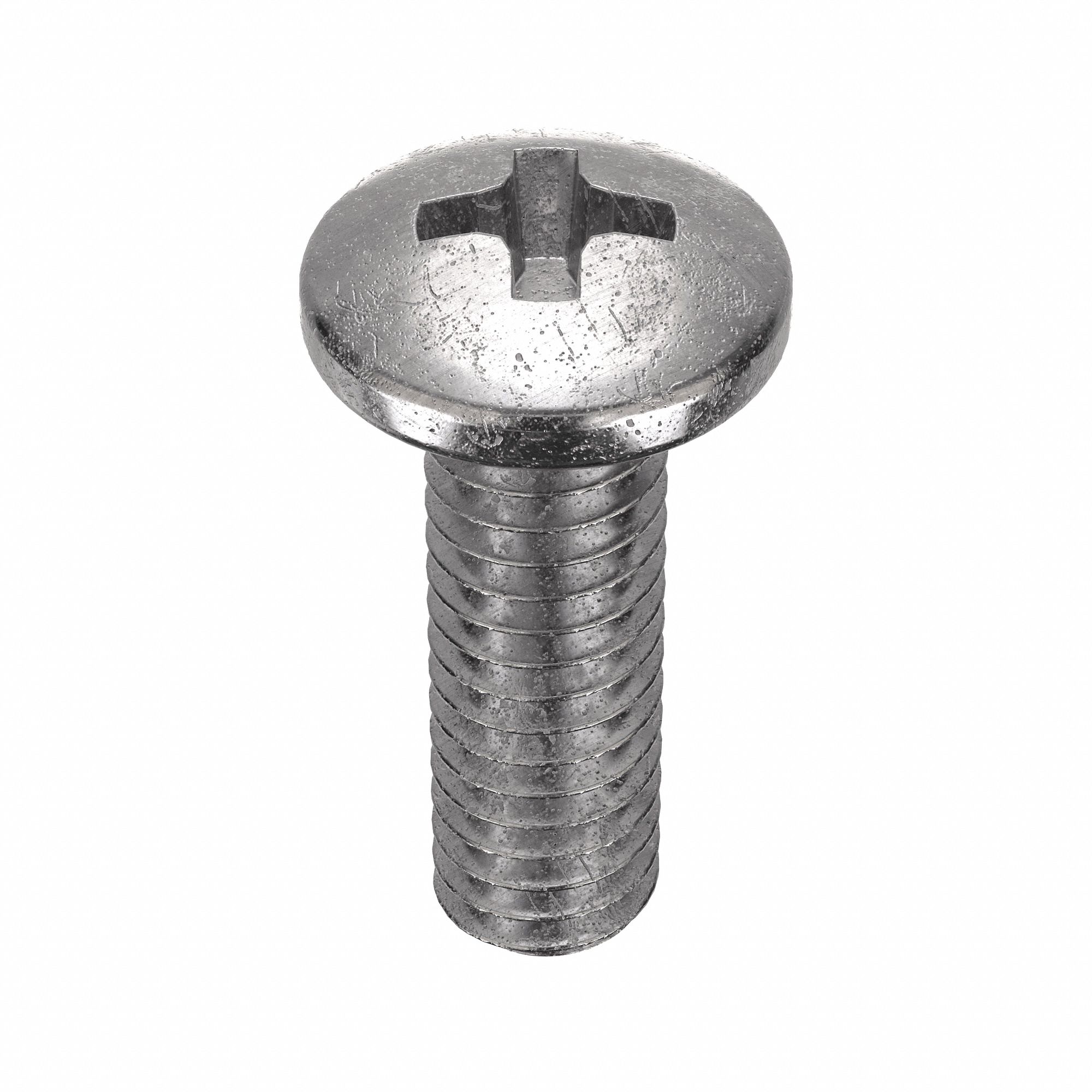 Machine Screw: #6-32 Thread Size, 7/16 in Lg, 18-8, Stainless Steel, Plain, Pan, Phillips, 100 PK