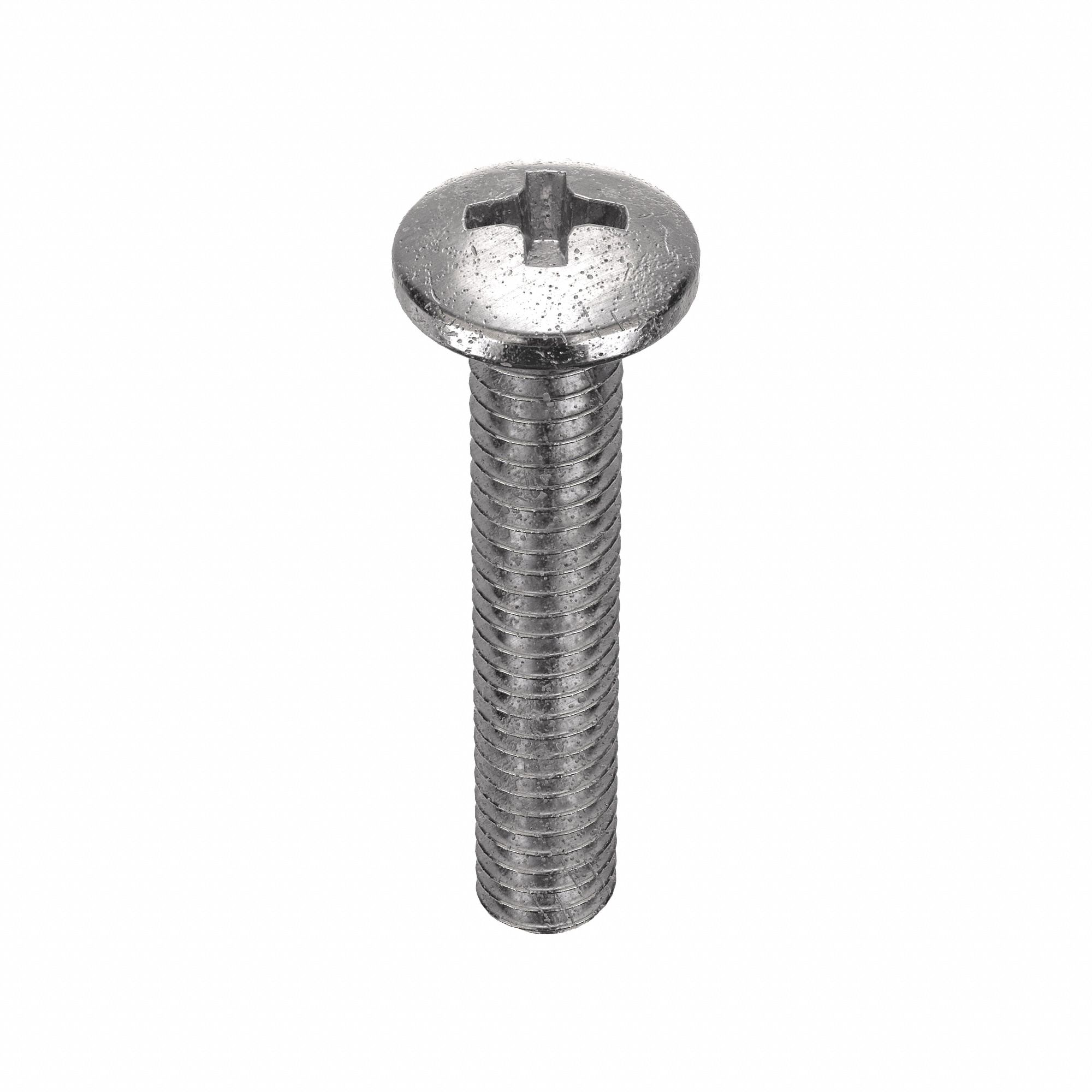 Machine Screw: #6-32 Thread Size, 3/4 in Lg, 18-8, Stainless Steel, Plain, Pan, Phillips, 100 PK