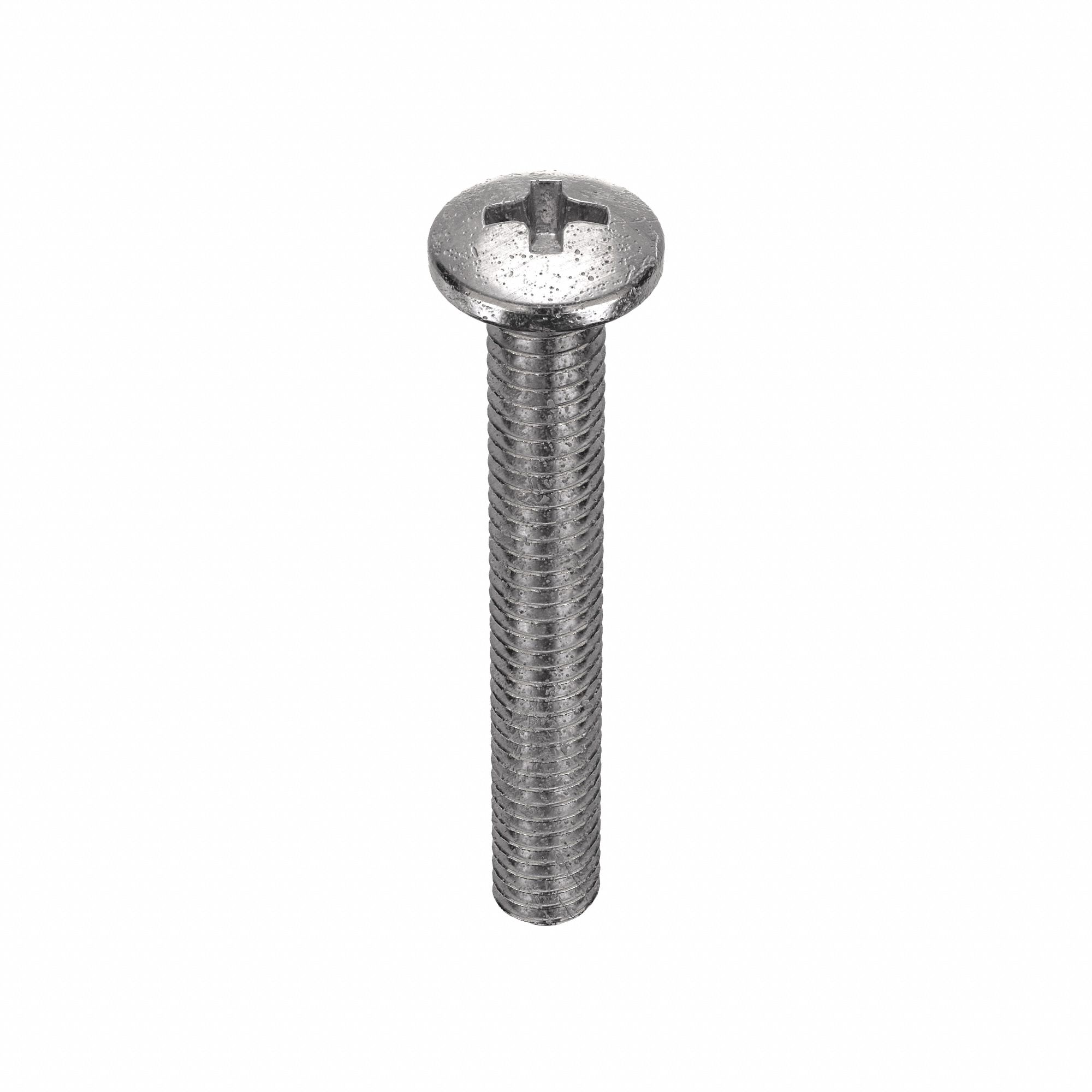Machine Screw: #6-32 Thread Size, 1 in Lg, 18-8, Stainless Steel, Plain, Pan, Phillips, 100 PK