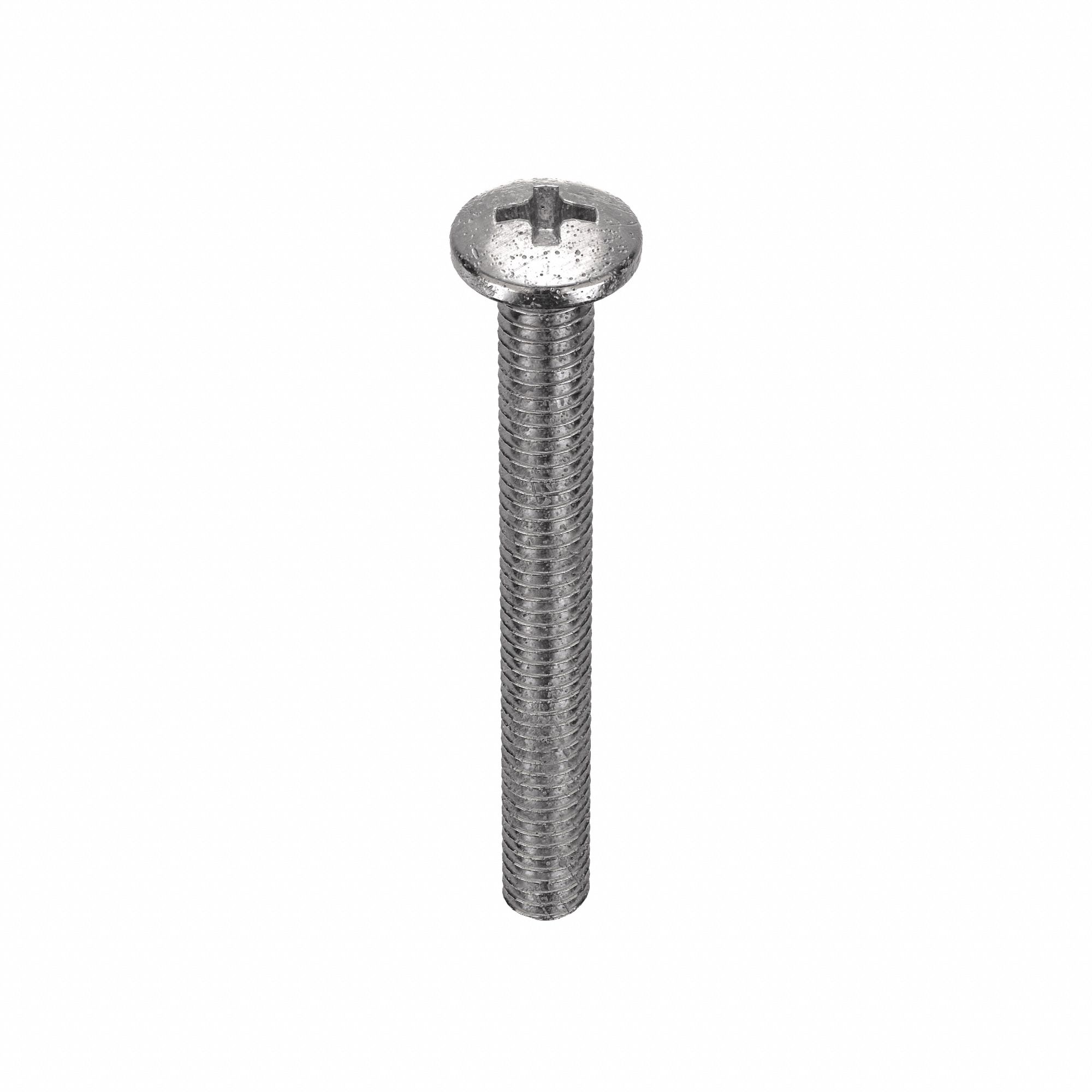 Machine Screw: #6-32 Thread Size, 1 1/4 in Lg, 18-8, Stainless Steel, Plain, Pan, Phillips, 100 PK