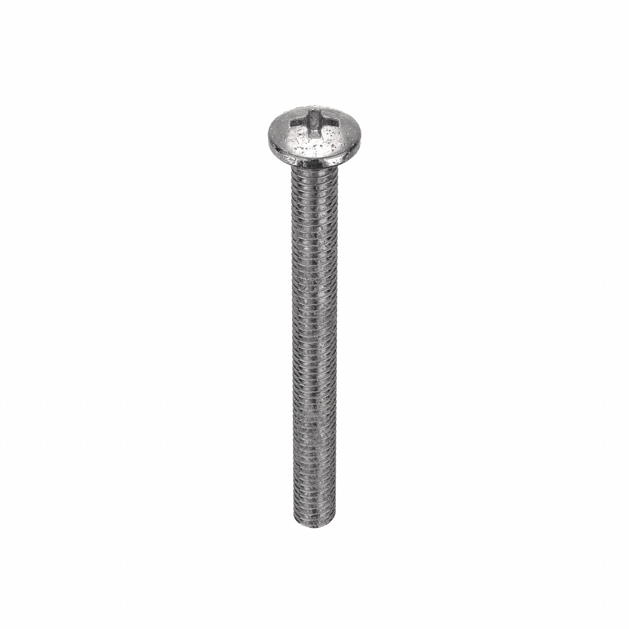 Machine Screw: #6-32 Thread Size, 1 1/2 in Lg, 18-8, Stainless Steel, Plain, Pan, Phillips, 100 PK