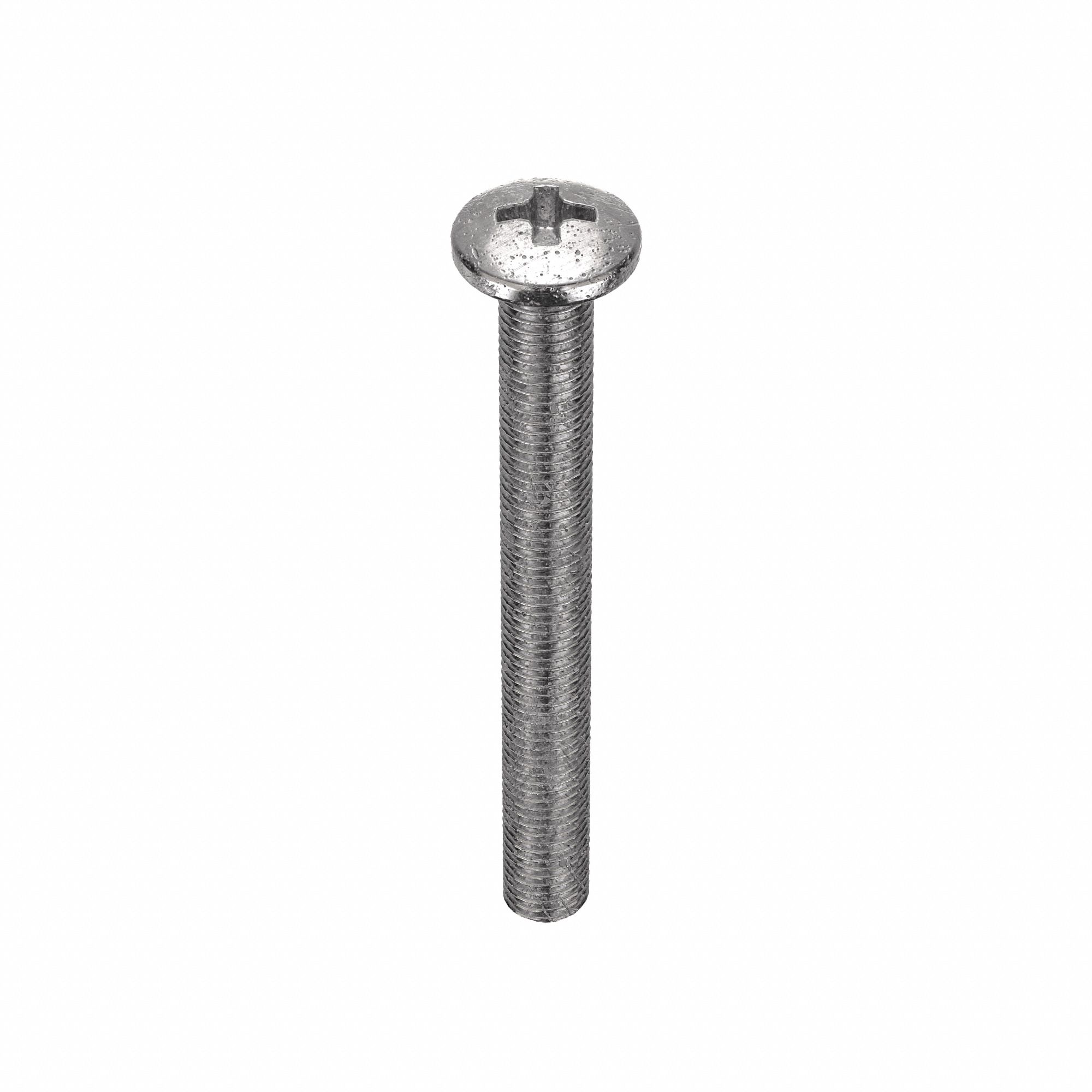 MACHINE SCREW, #10-24 THREAD, 1¾ IN L, 18-8 SS, PLAIN FINISH, PAN, PHILLIPS, 100 PK