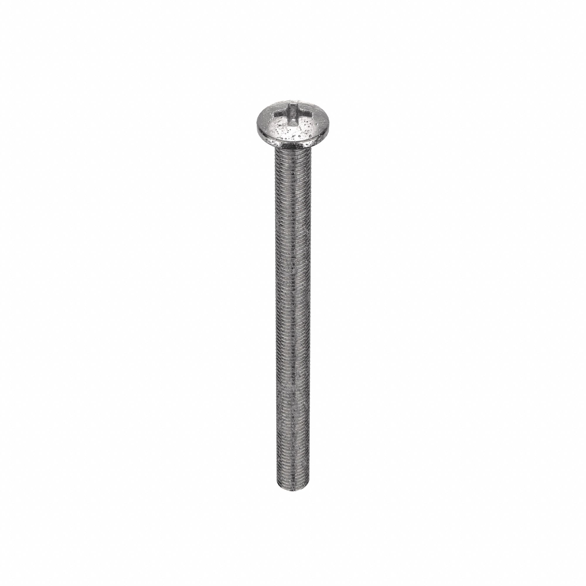 Machine Screw: #10-24 Thread Size, 2 1/2 in Lg, 18-8, Stainless Steel, Plain, Pan, Phillips, 50 PK