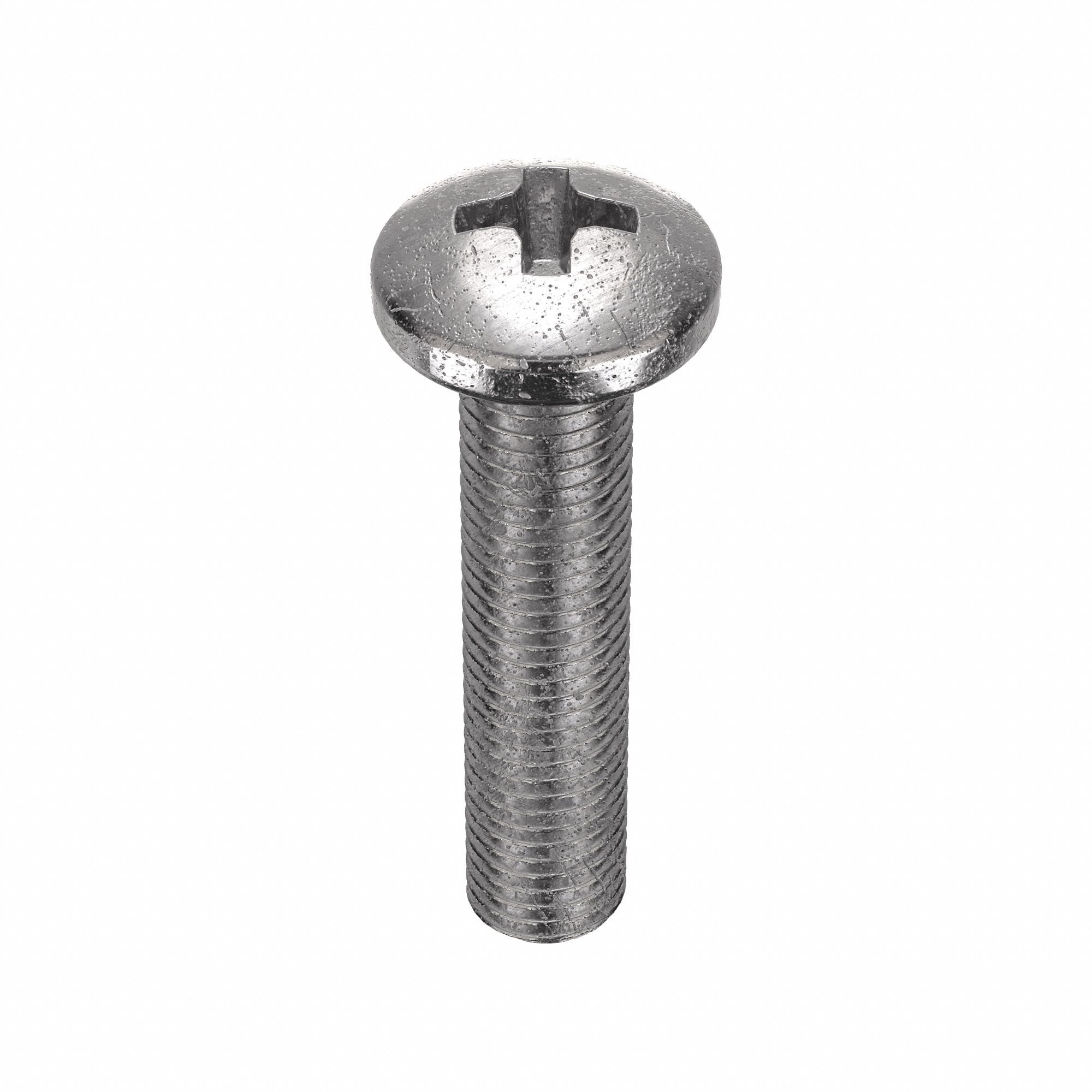 Machine Screw: #10-32 Thread Size, 7/8 in Lg, Stainless Steel, Plain, Pan, Phillips, 100 PK