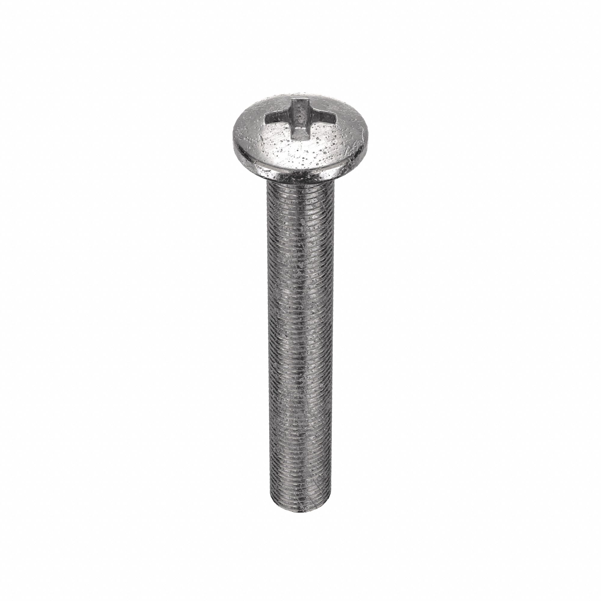 Machine Screw: 1/4"-20 Thread Size, 1 3/4 in Lg, 18-8, Stainless Steel, Plain, Pan, Phillips, 50 PK