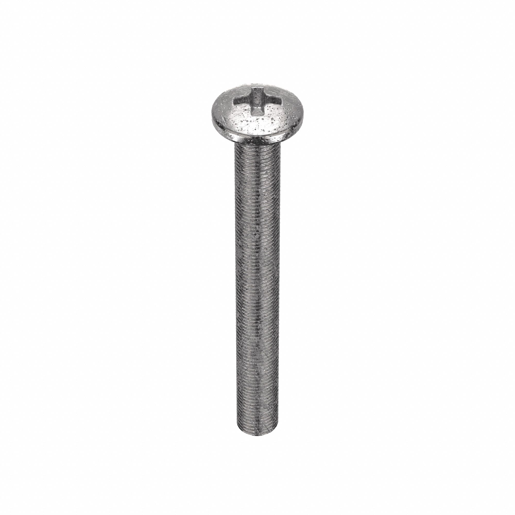 Machine Screw: 1/4"-20 Thread Size, 2 1/4 in Lg, 18-8, Stainless Steel, Plain, Pan, Phillips, 50 PK
