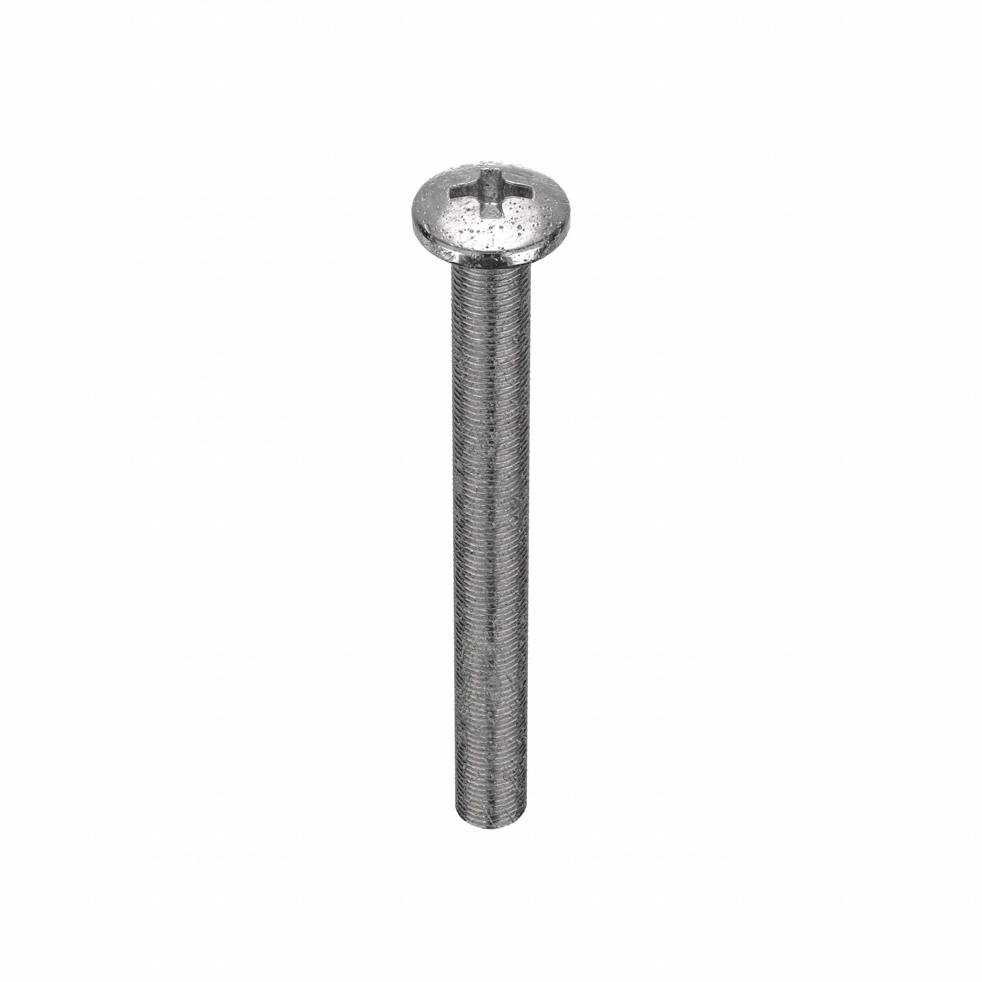 Machine Screw: 1/4"-20 Thread Size, 2 1/2 in Lg, 18-8, Stainless Steel, Plain, Pan, Phillips, 25 PK
