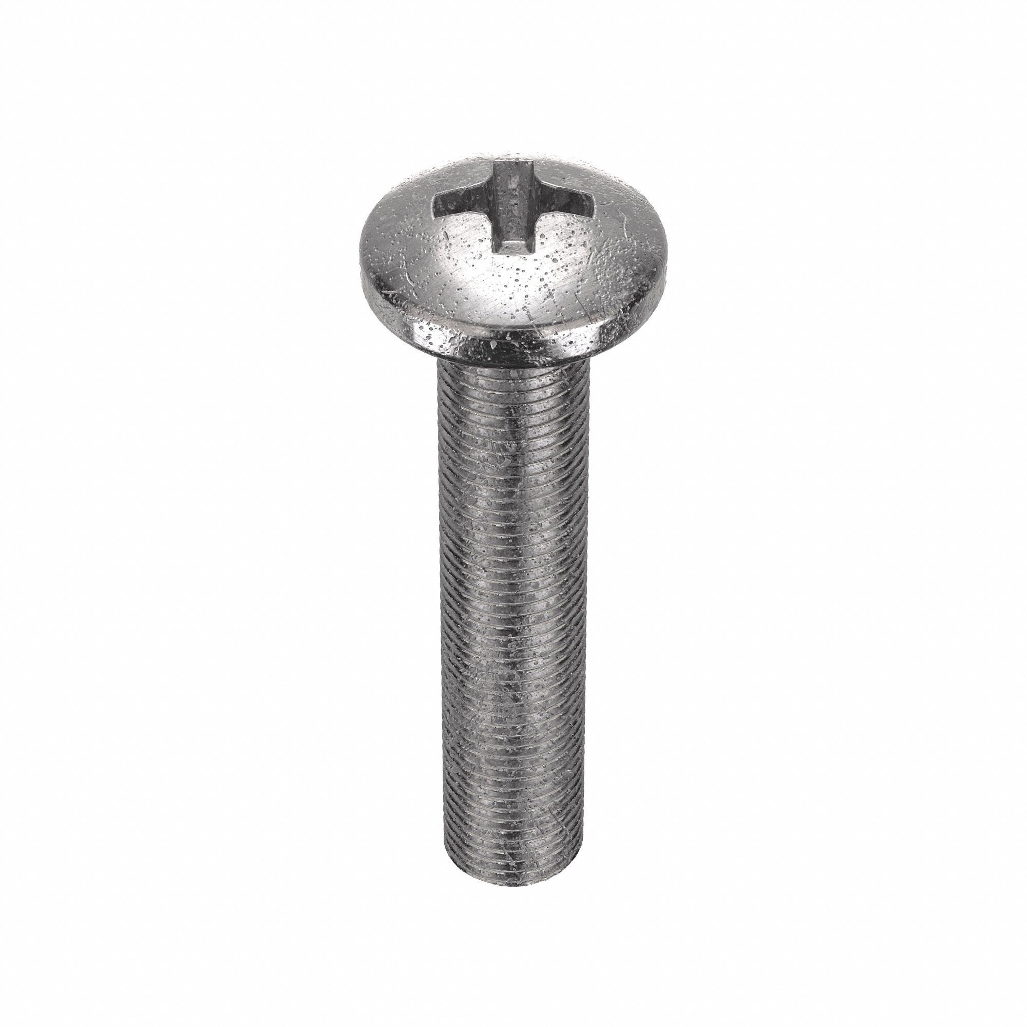 Machine Screw: 1/4"-28 Thread Size, 1 1/4 in Lg, Stainless Steel, Plain, Pan, Phillips, 25 PK