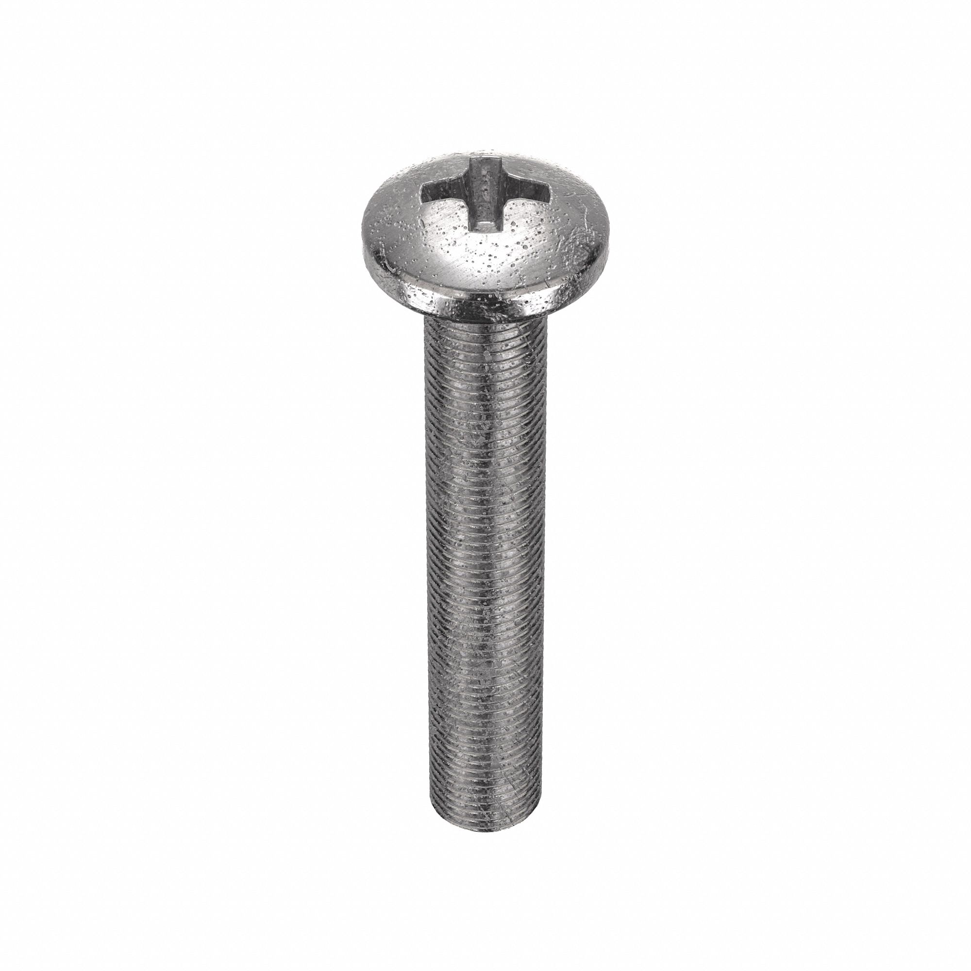 Machine Screw: 1/4"-28 Thread Size, 1 1/2 in Lg, Stainless Steel, Plain, Pan, Phillips, 25 PK